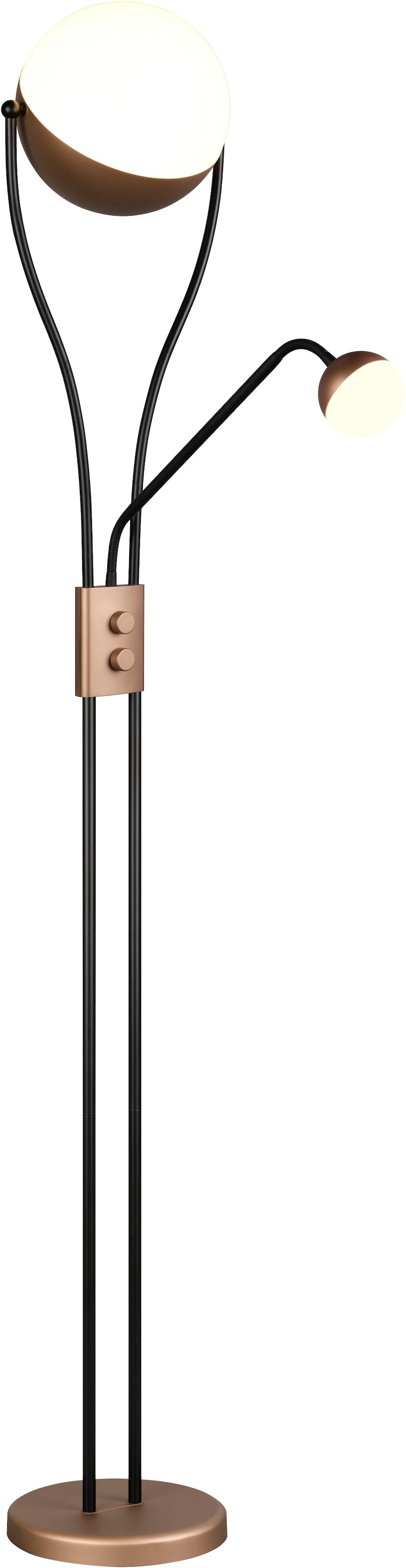 TRIO Leuchten LED Stehlampe »CHRIS, LED Stehleuchte Höhe 180cm, mit Lesearm, Drehdimmer«, 2 flammig, Leuchtmittel LED-Board-LED-Board | LED fest integriert-LED fest integriert, flexibles Leselicht getrennt schalten + dimmen, warmweißes Licht 3000K
