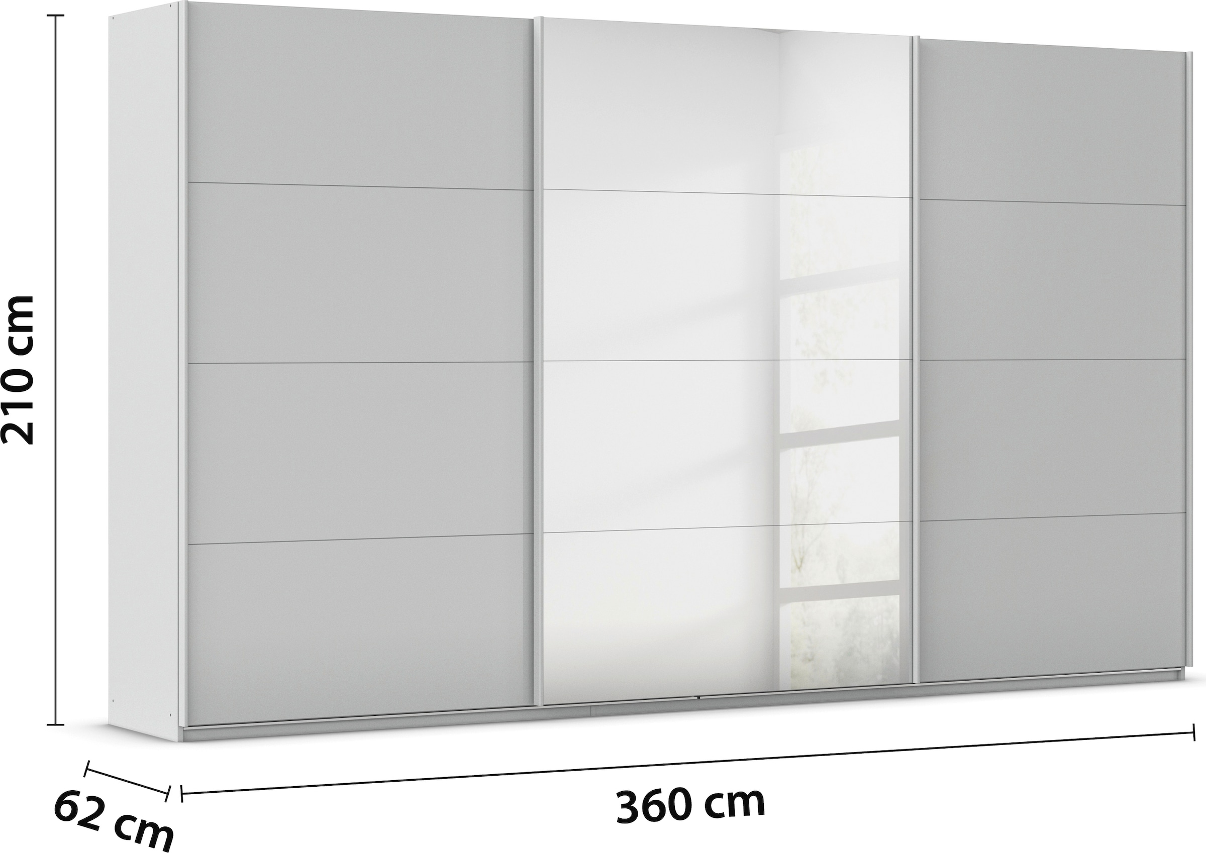 rauch Schwebetürenschrank »Kleiderschrank Kleiderschränke Schrank Garderobe AGORDO mit Glasfront«, durchdachte Innenausstattung, in 4 Breiten und 2 Höhen MADE IN GERMANY