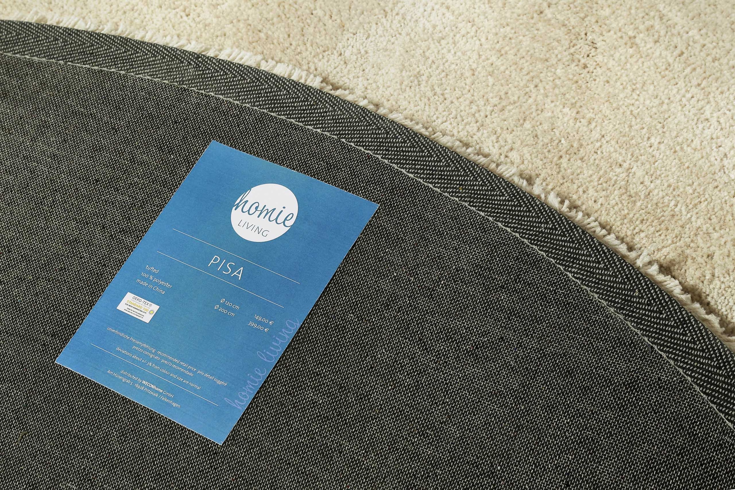 Homie Living Teppich »Pisa«, rund, 25 mm Höhe, Hochflor, Microfaser, uni, weich, Shaggy, Wohnzimmer, Schlafzimmer