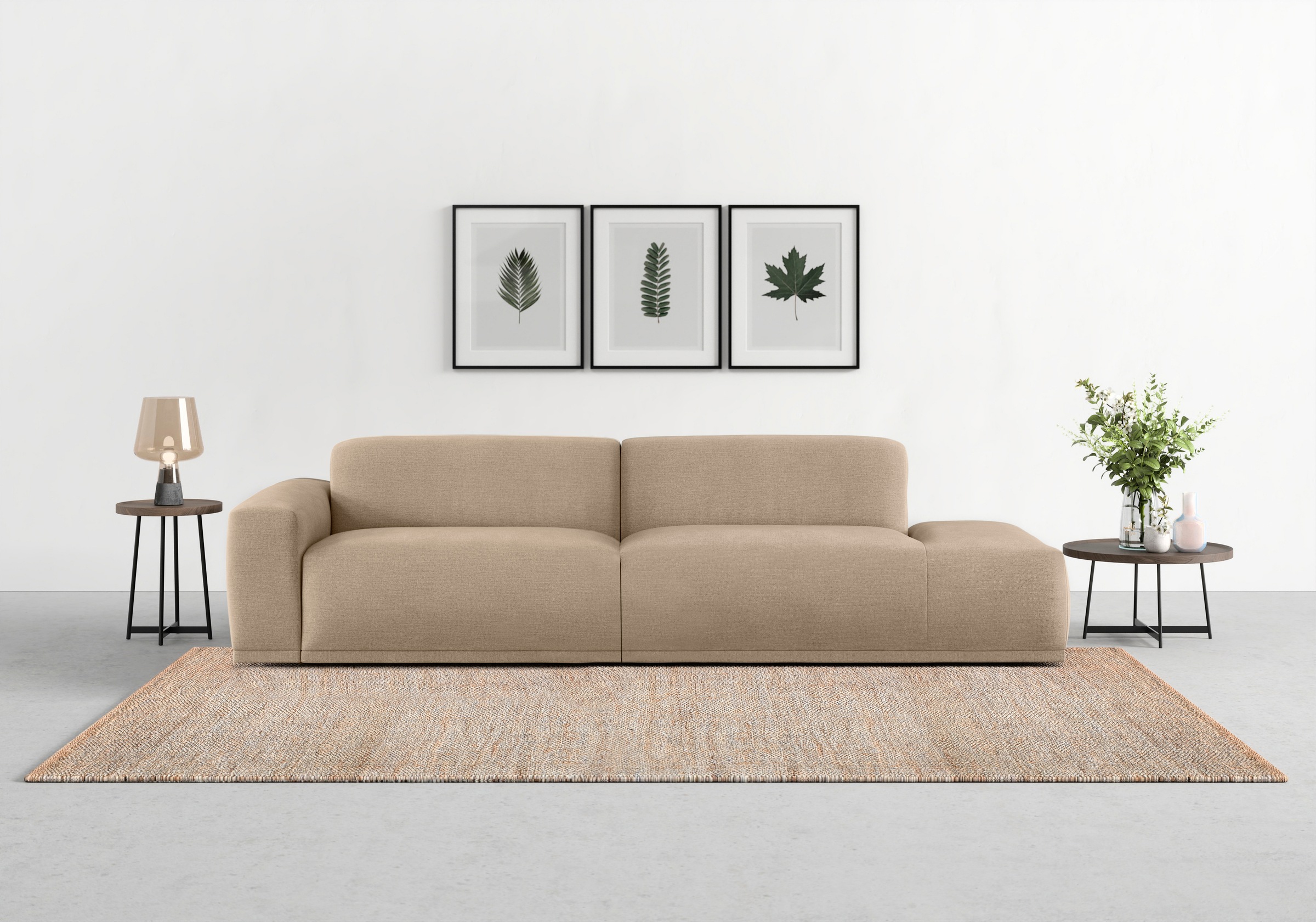 TRENDMANUFAKTUR Big-Sofa "Braga, mit hochwertigem Kaltschaum, Megasofa, Japandi-Design" modernes Big-Sofa, Couch mit hohem Sitzkomfort, 277/72/107 cm (B/H/T)