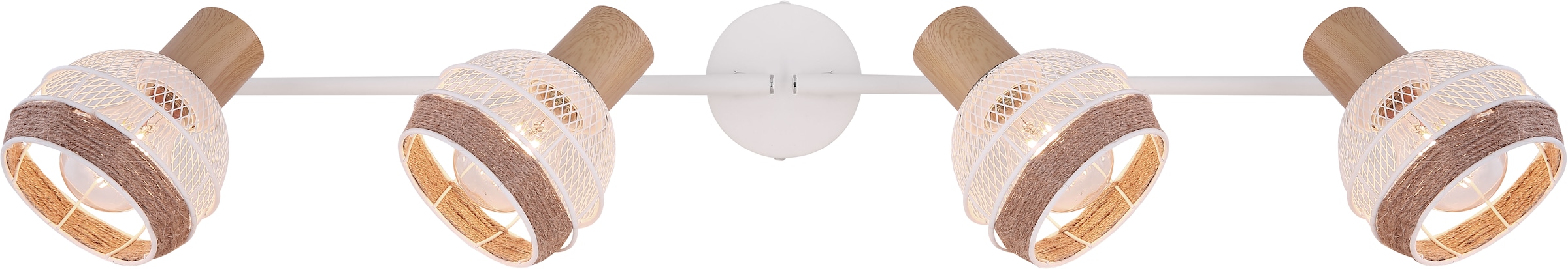 GLOBO LIGHTING Deckenstrahler »WIDY«, Leuchtmittel E27 | ohne Leuchtmittel, Deckenstrahler/weiß/holzoptik/Hanf braun/Flur/Wohnzimmer