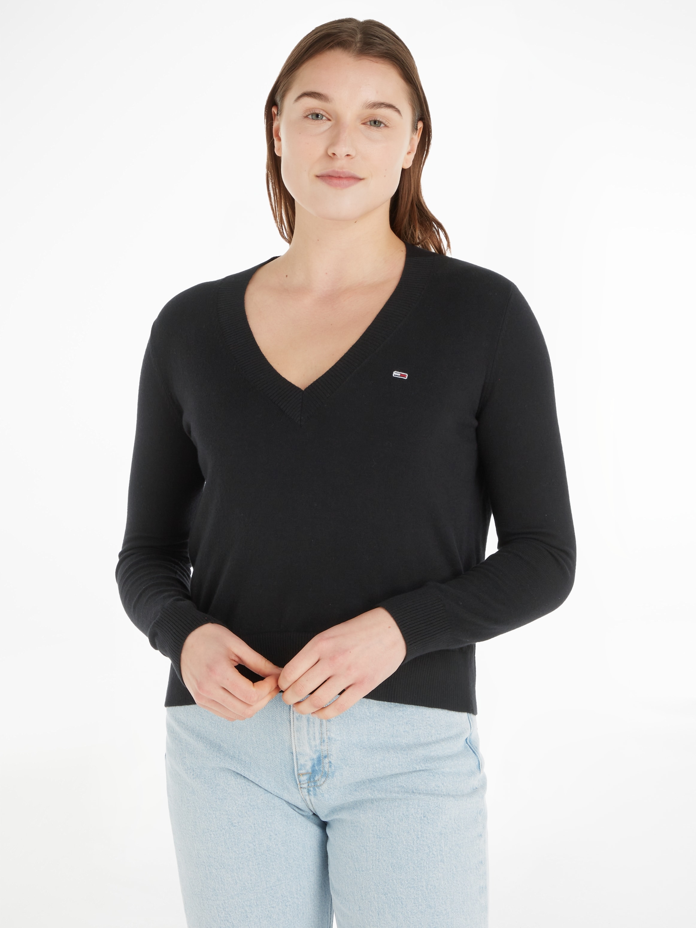 Tommy Jeans V-Ausschnitt-Pullover "TJW ESSENTIAL VNECK SWEATER", mit Tommy günstig online kaufen