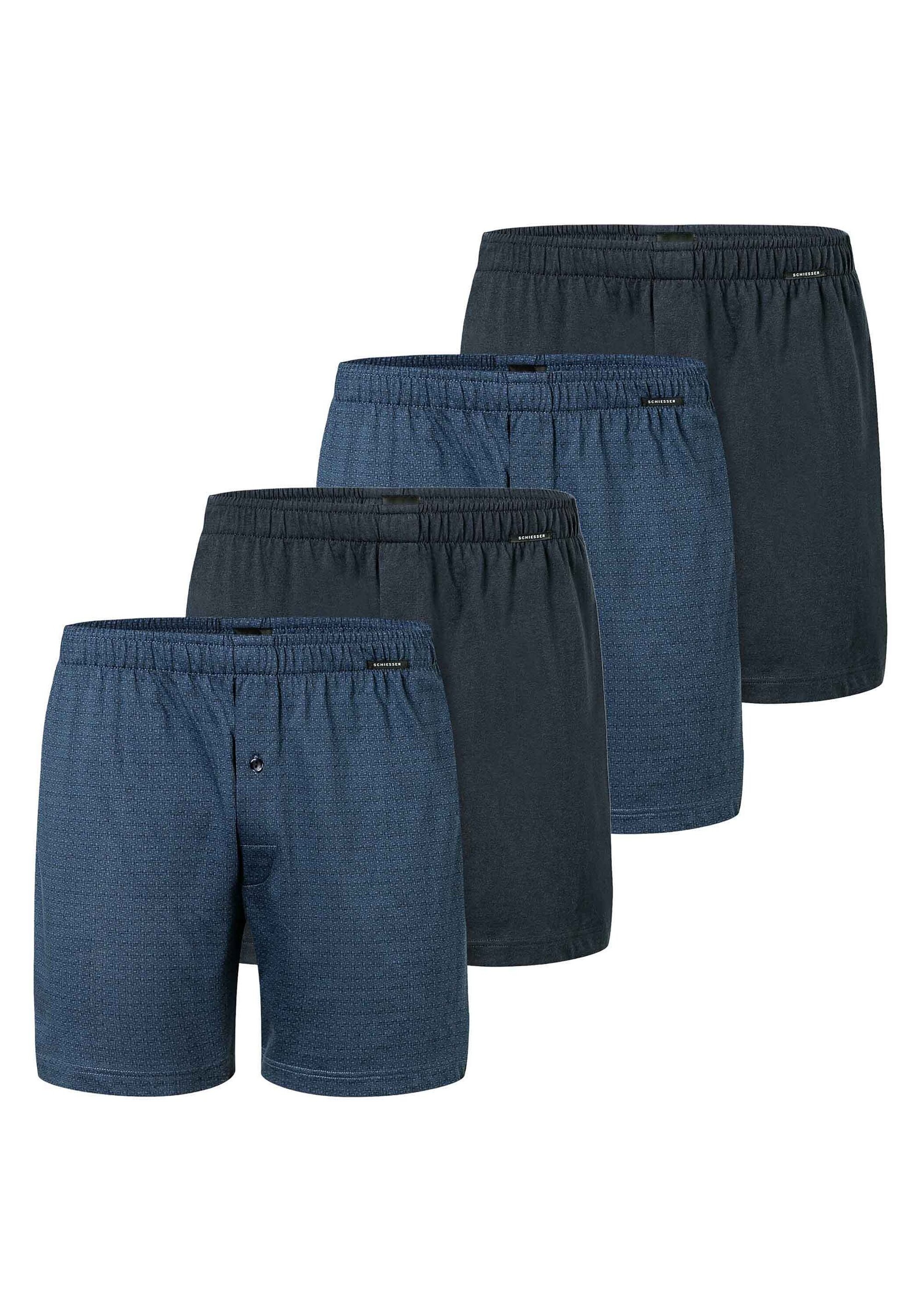 SCHIESSER Herren Boxershorts "Boxershort 4er Pack", Gr. XXXL, blau, Obermaterial: 100% Baumwolle CO., Unterhosen