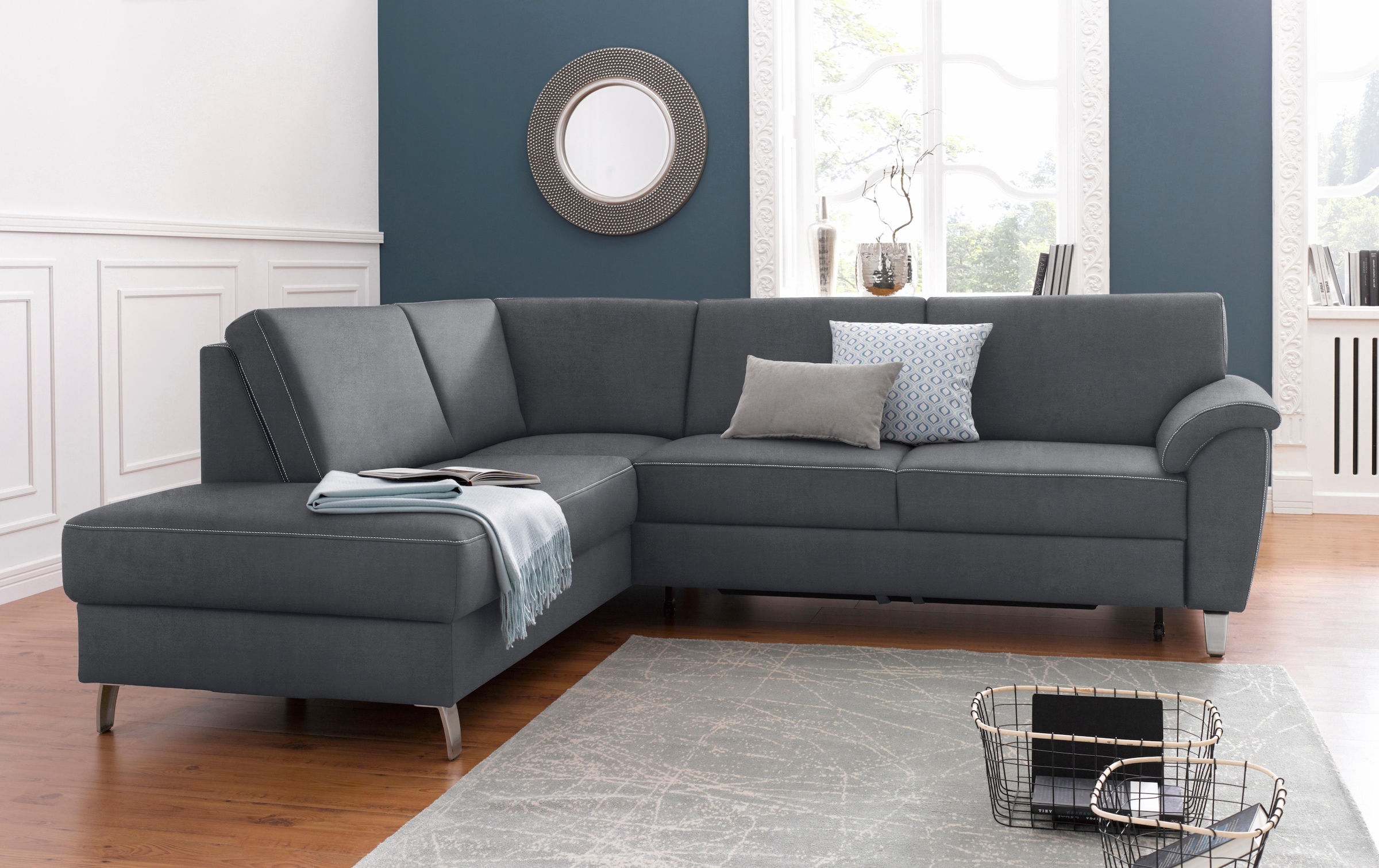 sit&more Ecksofa "Texel L-Form", mit Federkern, wahlweise mit Bettfunktion und Bettkasten