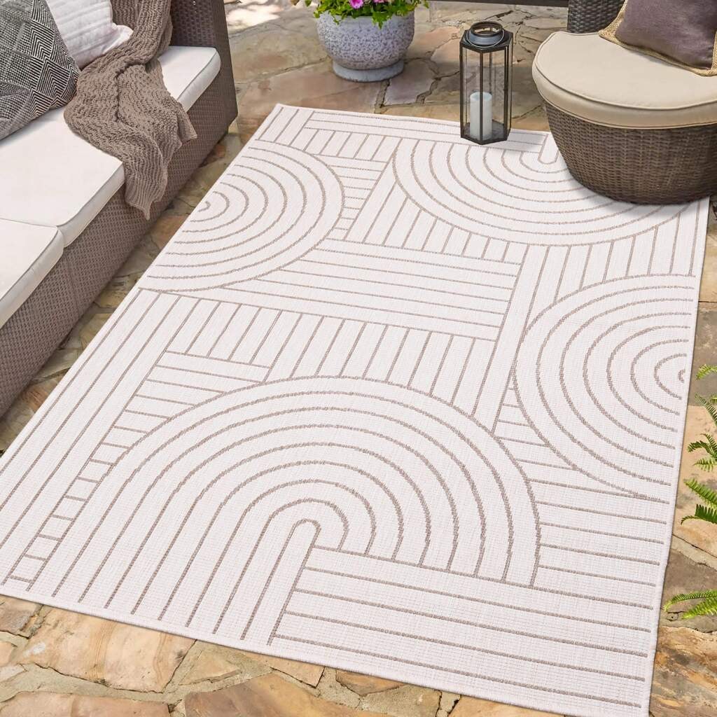 Carpet City Outdoorteppich "DUO RUG 5842", rechteckig, 5 mm Höhe, Wendeteppich Wetterfest In- & Outdoor, Balkon, Terrass