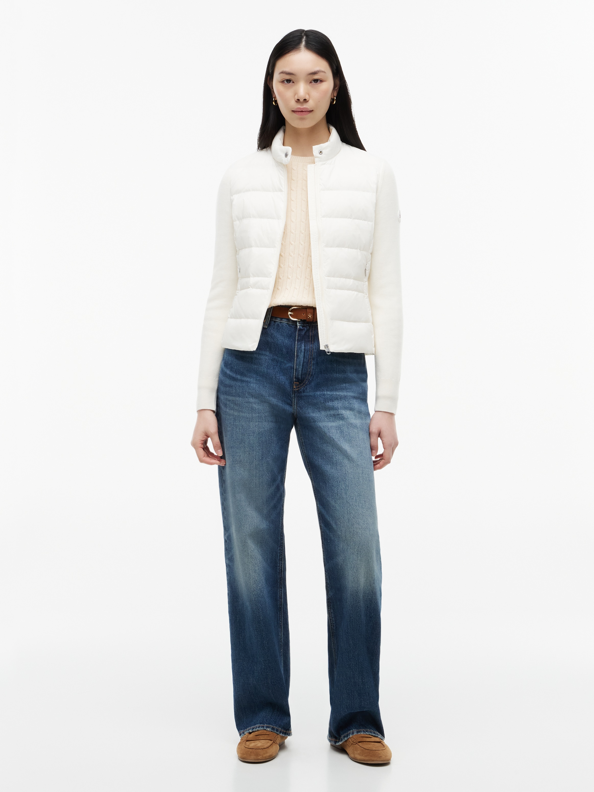 Tommy Hilfiger Daunenjacke »LW DOWN KNIT MIX JACKET« ohne Kapuze Stehkragen, Materialmix mit Steppqualität