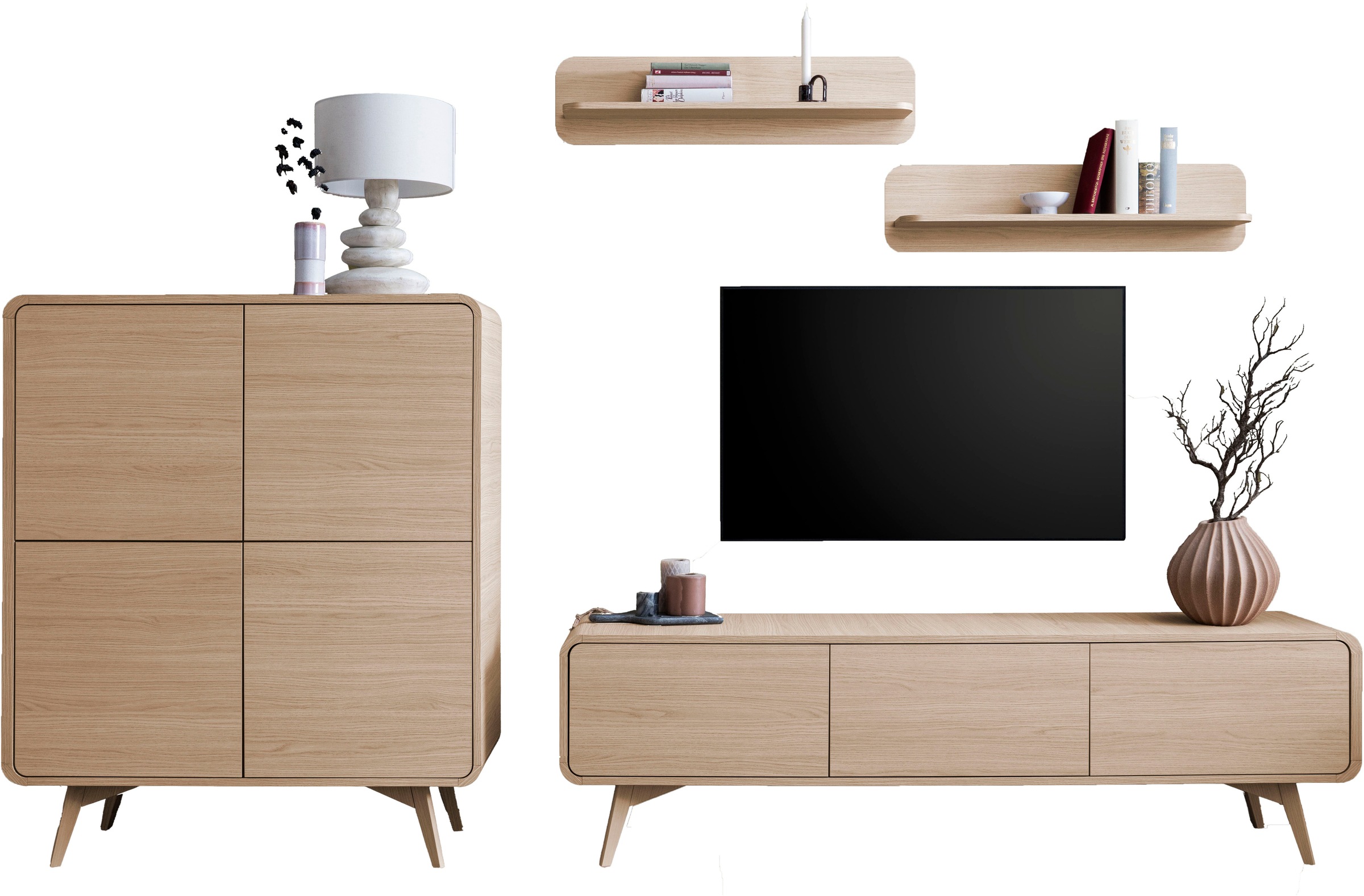 Home affaire Wohnwand "Torsby, moderne Anbauwand, Komplettset im Scandi-Sti günstig online kaufen