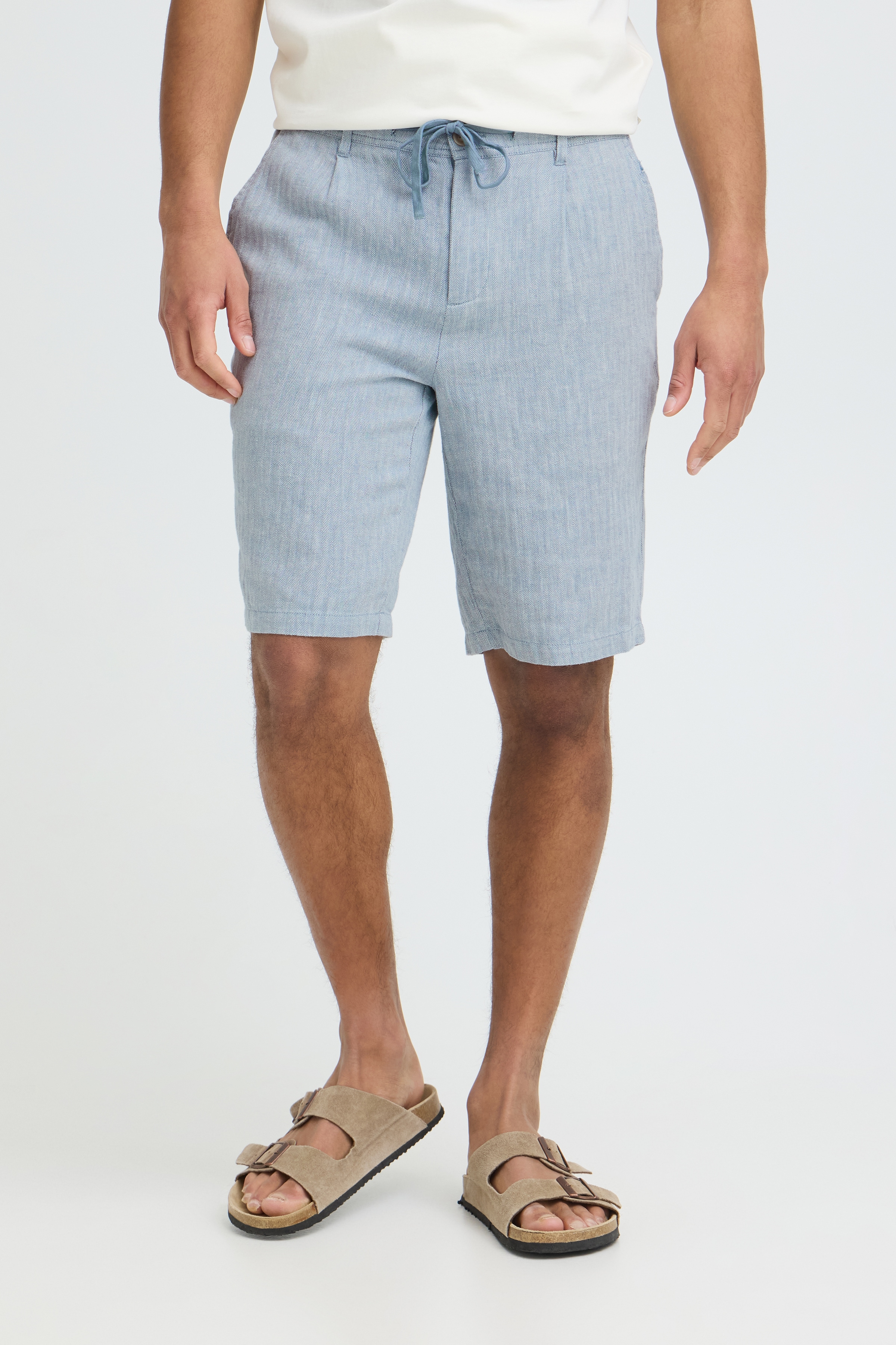 Blend Bermudas "BHMARCO REG WOVENSHORTS" aus Leinen und Baumwolle, Basic Passform, kniefrei