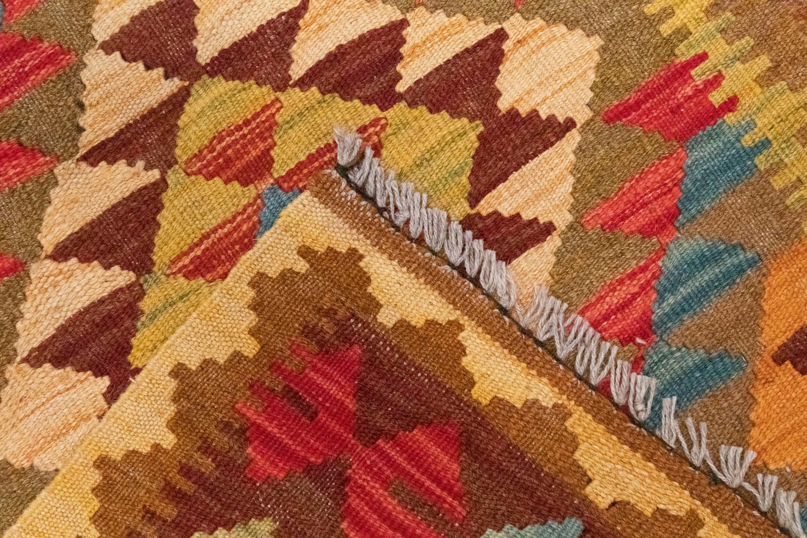 morgenland Wollteppich »Kelim Afghan Teppich handgewebt braun«, rechteckig, Kurzflor