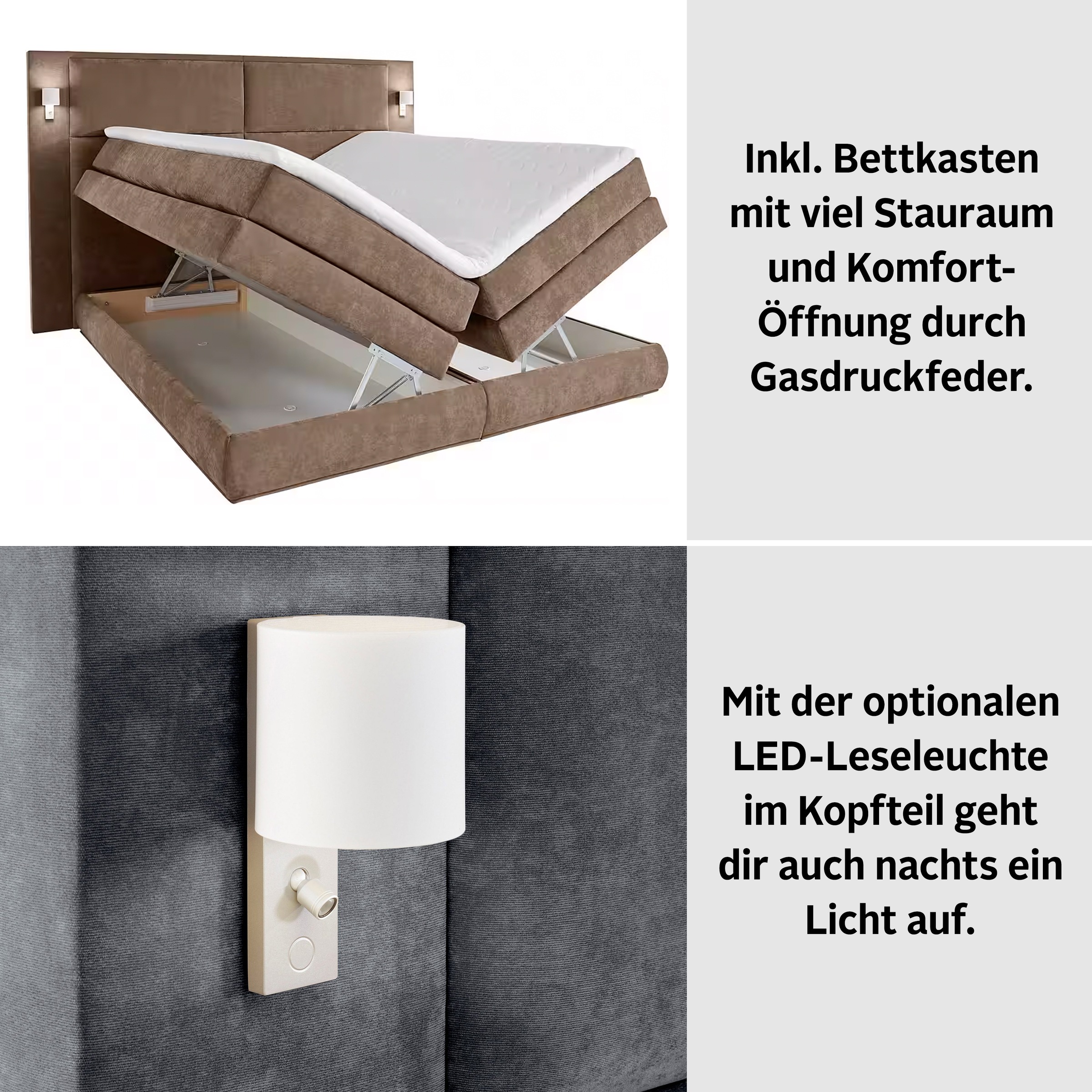 Thumbnail - COLLECTION AB Boxspringbett "Copenhagen" inklusive Bettkasten, Topper, wahlweise mit LED-Beleuchtung