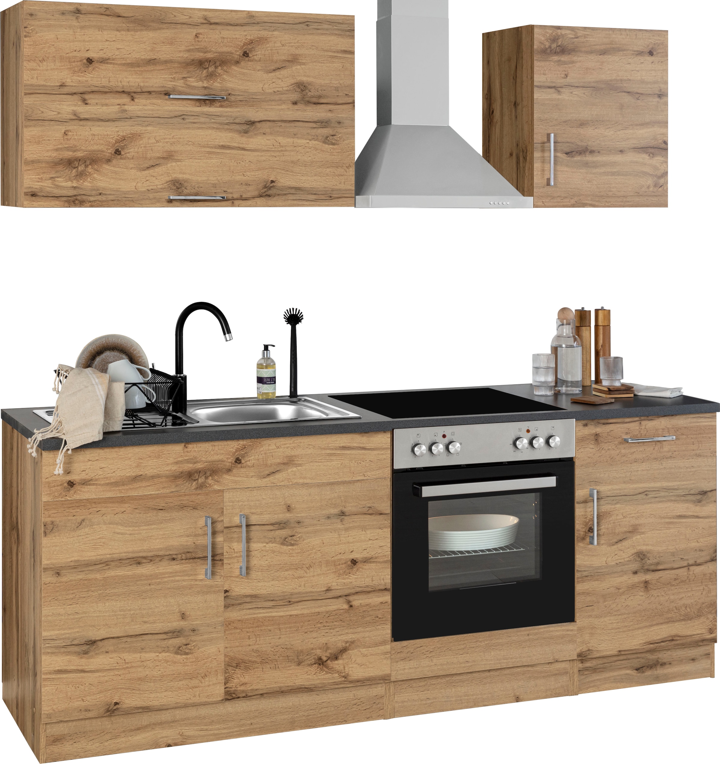 KOCHSTATION Küchenzeile »KS-Colmar«, ohne E-Geräte, Breite 210 cm