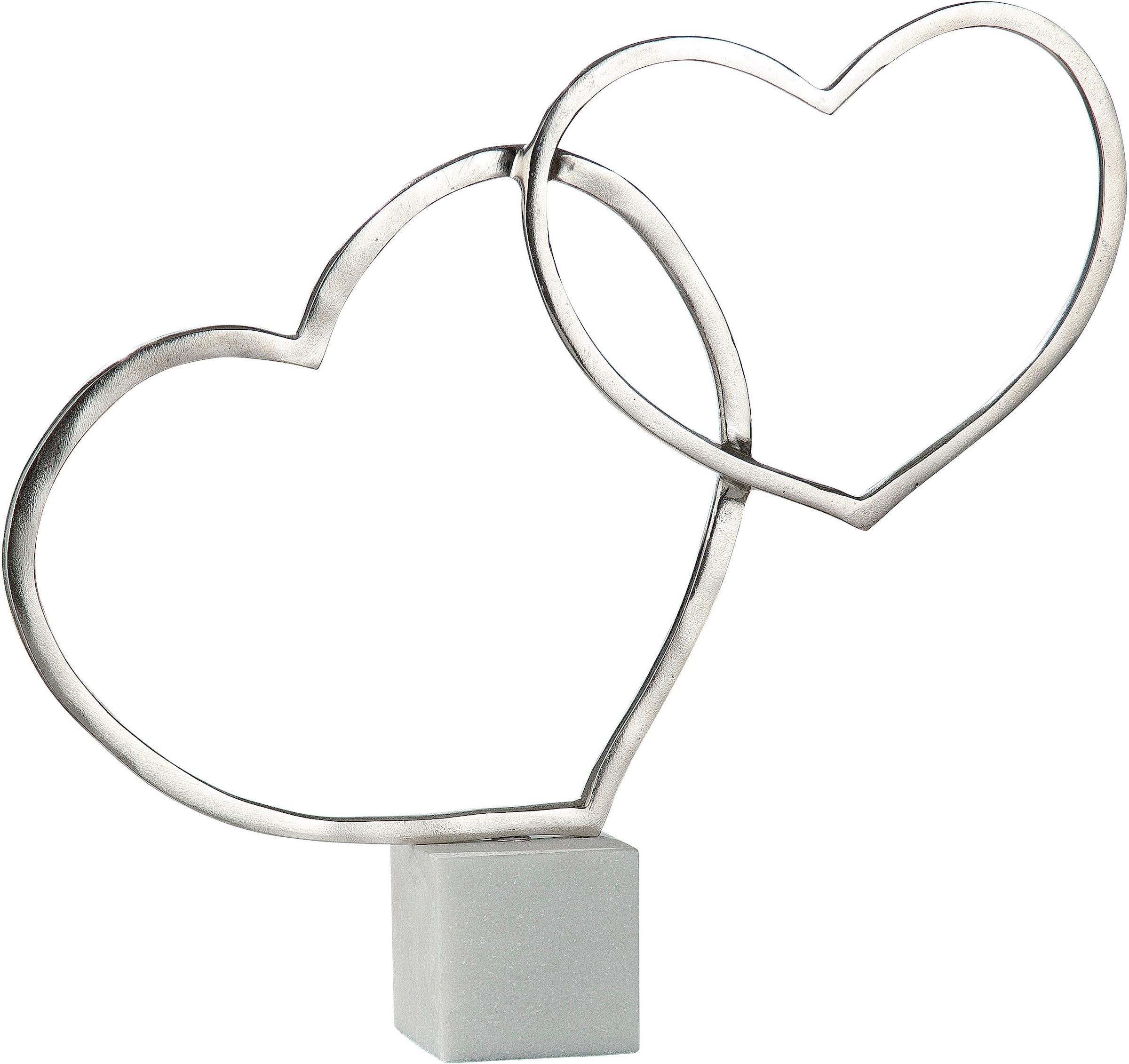 GILDE Dekofigur »Herzensangelegenheit, silber«, Dekoobjekt, aus Metall, Höhe 47,5 cm, 2 Herzen, Wohnzimmer
