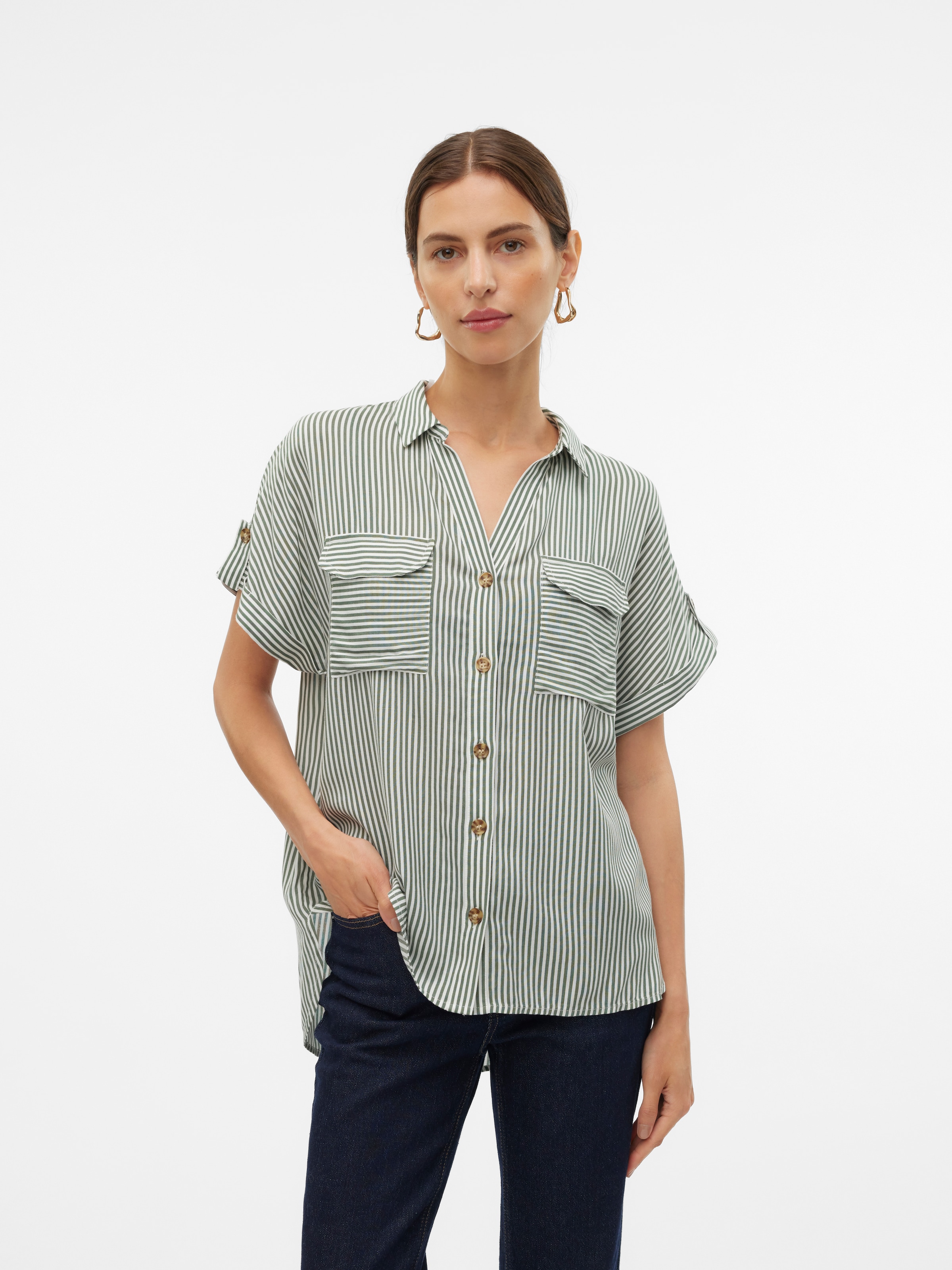 Vero Moda Kurzarmbluse "VMBUMPY S/S SHIRT WVN GA NOOS" Viskose, regular fit günstig online kaufen