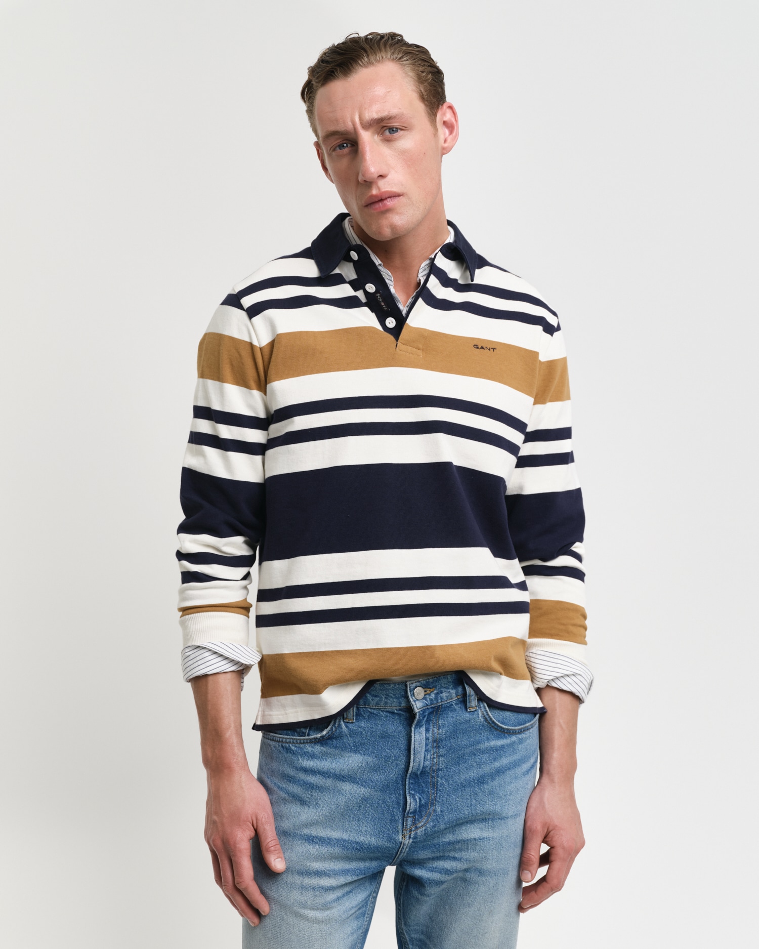 Gant Langarm-Poloshirt "MULTISTRIPE HEAVY RUGGER", mit bunten Streifen, uni günstig online kaufen