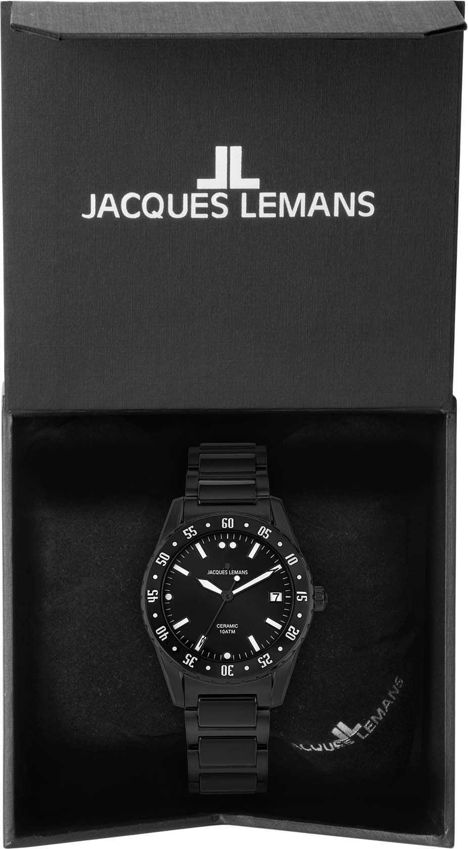 Jacques Lemans Keramikuhr »Liverpool, 42-10D«, Quarzuhr, Armbanduhr, Herrenuhr, Datum, Leuchtzeiger