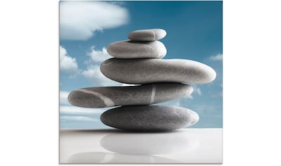 Glasbild »Stapel von fünf Steinen«, Zen, (1 St.)