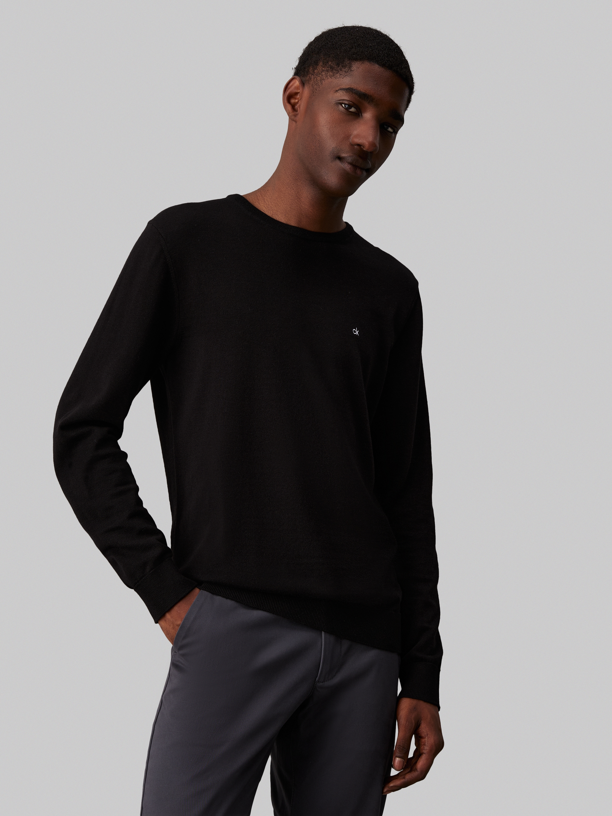 Calvin Klein Rundhalspullover "COTTON SILK BLEND CN SWEATER" mit Logoprägun günstig online kaufen