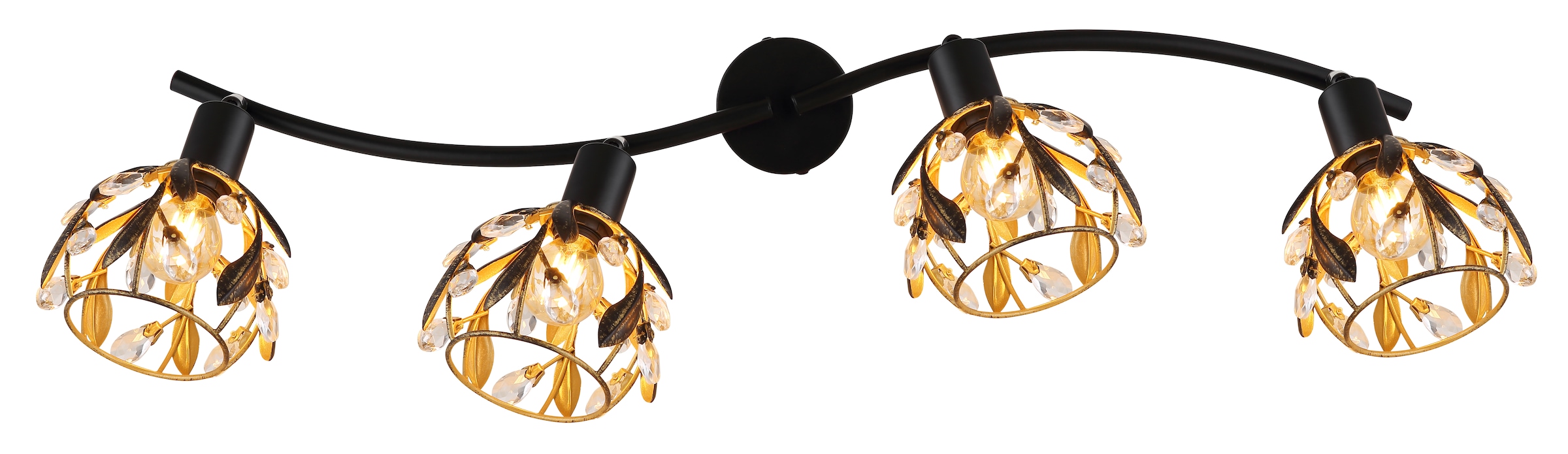 "GLOBO LIGHTING Deckenstrahler ""MIKA"", schwarz (schwarz, goldfarben), 4, Ø 12cm H: 22cm, 1 Stk., Leuchten, Spot Deckenspot Flur Schlafzimmer