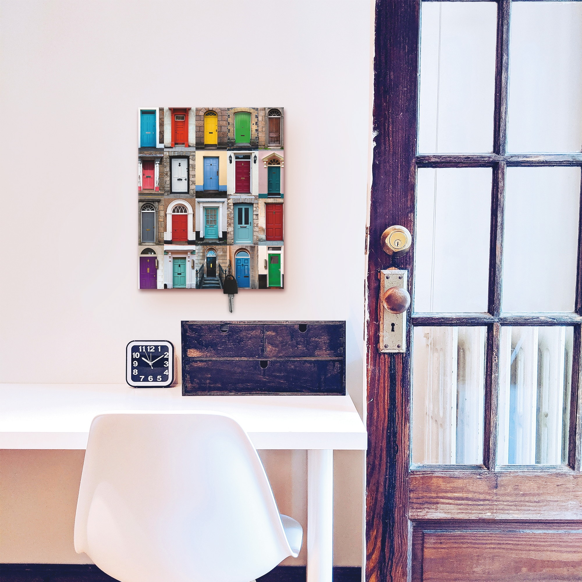 Artland Hakenleiste »Fotocollage von 32 bunten Haustüren«, MDF