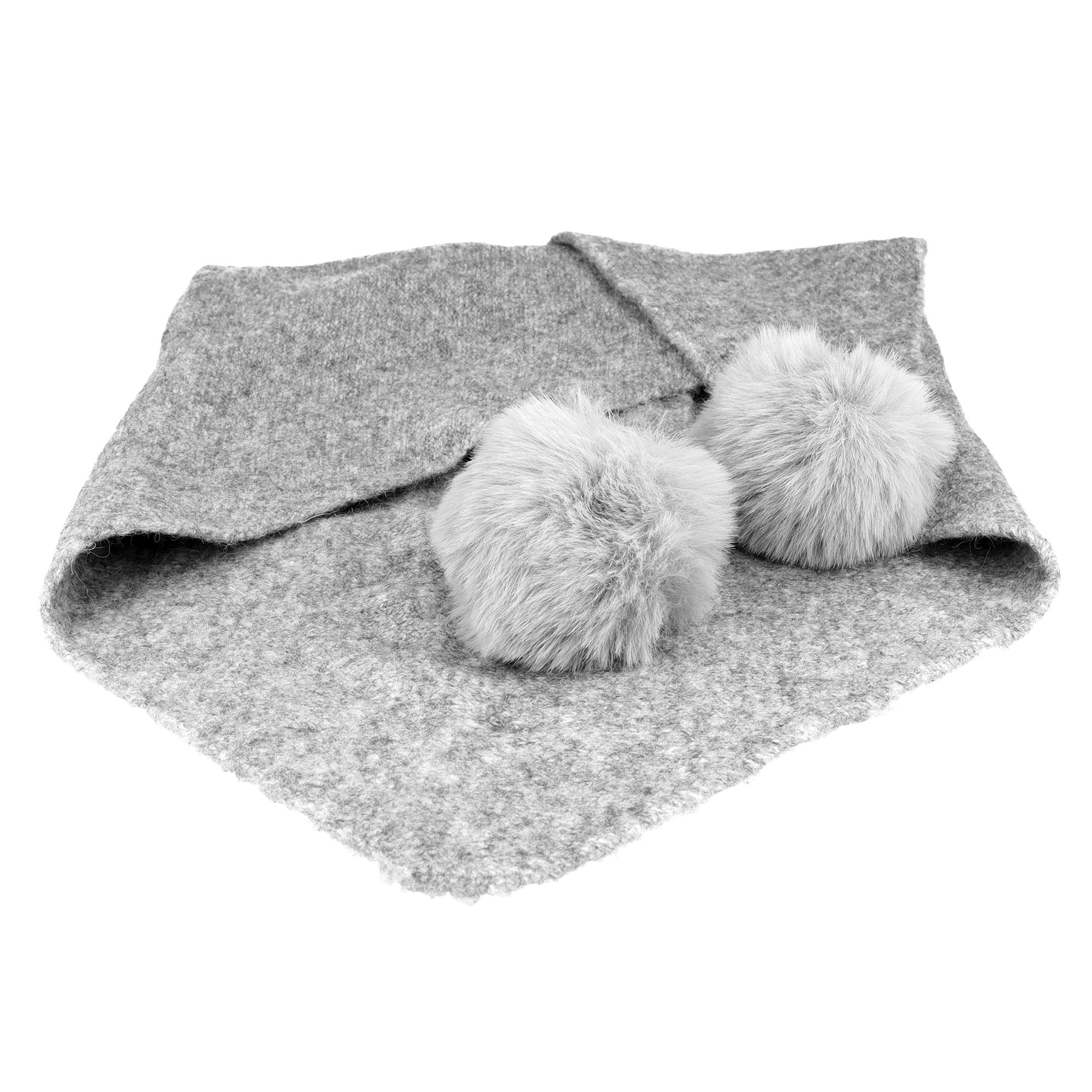 MAXIMO Dreieckstuch Tuch, Fake-Fur-Pompons, Strick, 45x120 cm