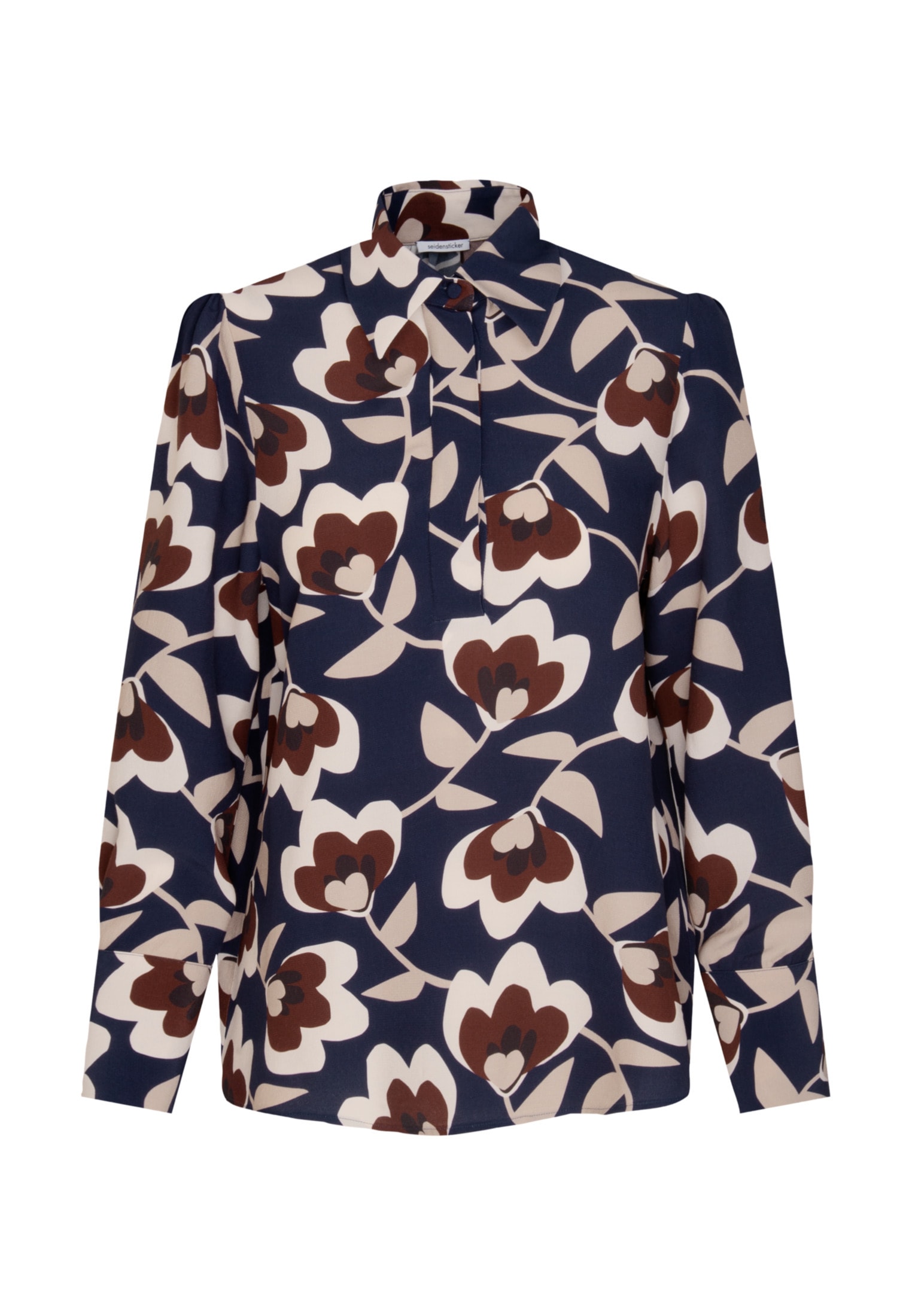 seidensticker Hemdbluse »Schwarze Rose«, Langarm Kragen Druck