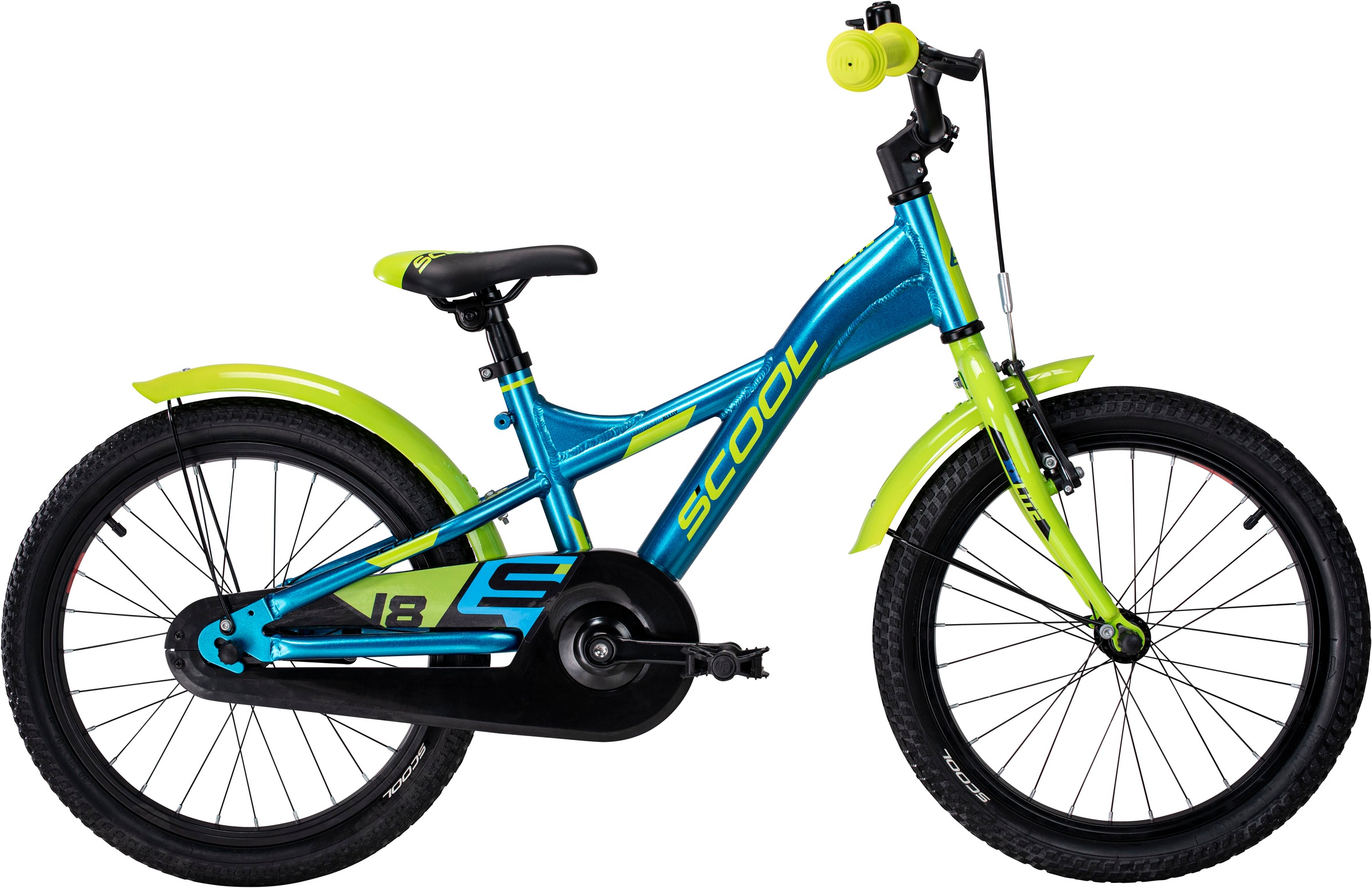 S’COOL Kinderfahrrad "SCOOL XXlite 18-1S - Blue/Lime" 1 Gang ohne Schaltung Stützräder montierbar