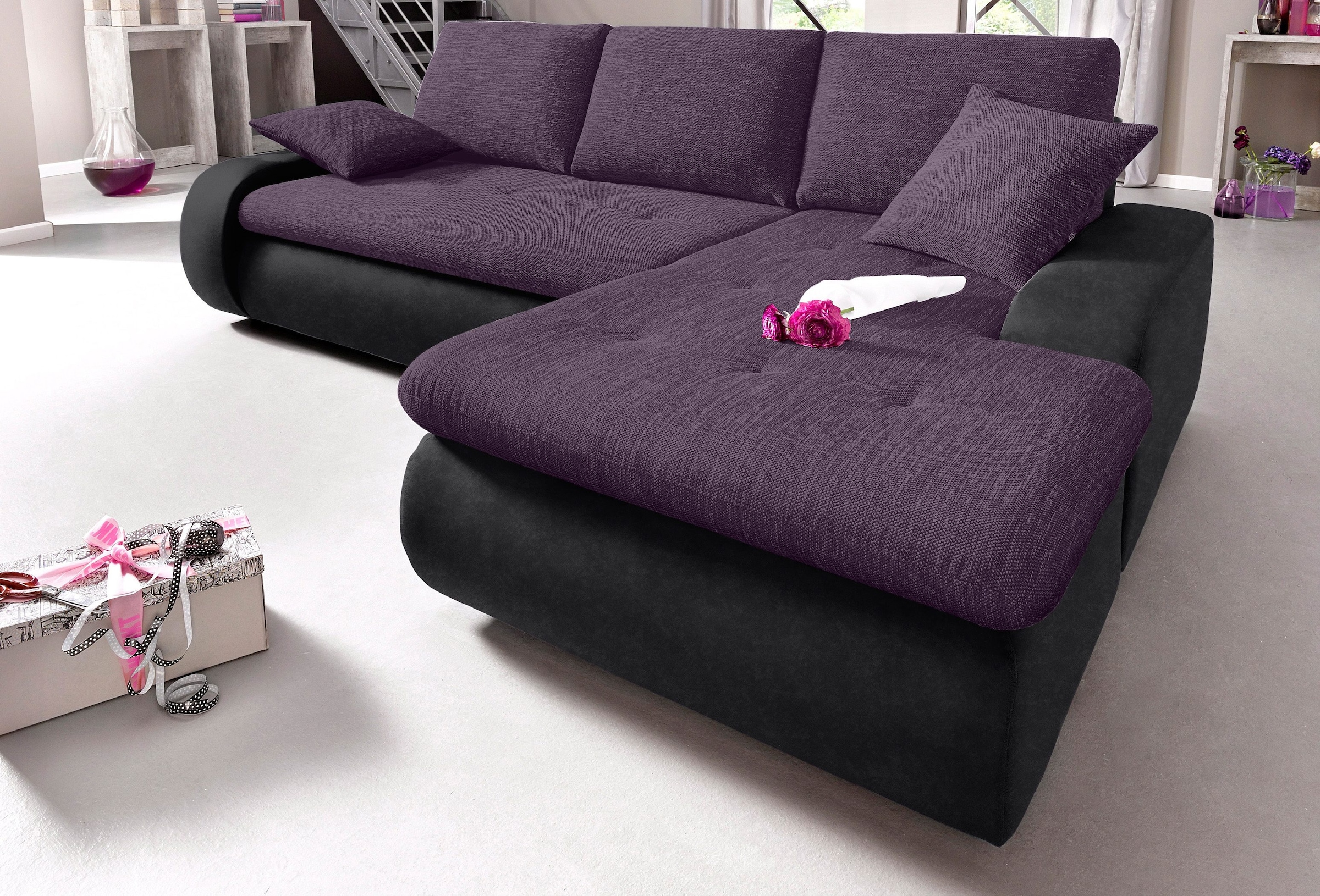 TRENDMANUFAKTUR Ecksofa "Indie, modern und bequem, Materialmix, L-Form", wa günstig online kaufen