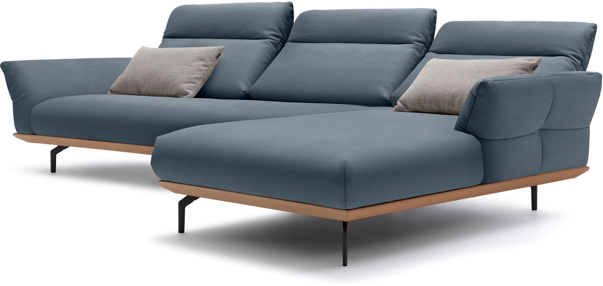 Creation BY ROLF BENZ Ecksofa »CR.460«, Sockel in Eiche, Winkelfüße in Umbragrau, Breite 338 cm