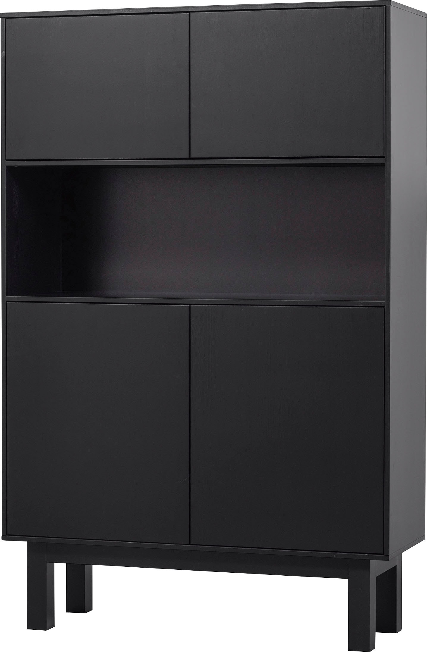 WOOOD Buffet "Finca FSC-Kiefernholz mit Druckmechanismus, H 170 x B 110 x T 40 cm" Tragkraft 10 kg pro Boden, offenes Mittelfach, sichtbare maserung