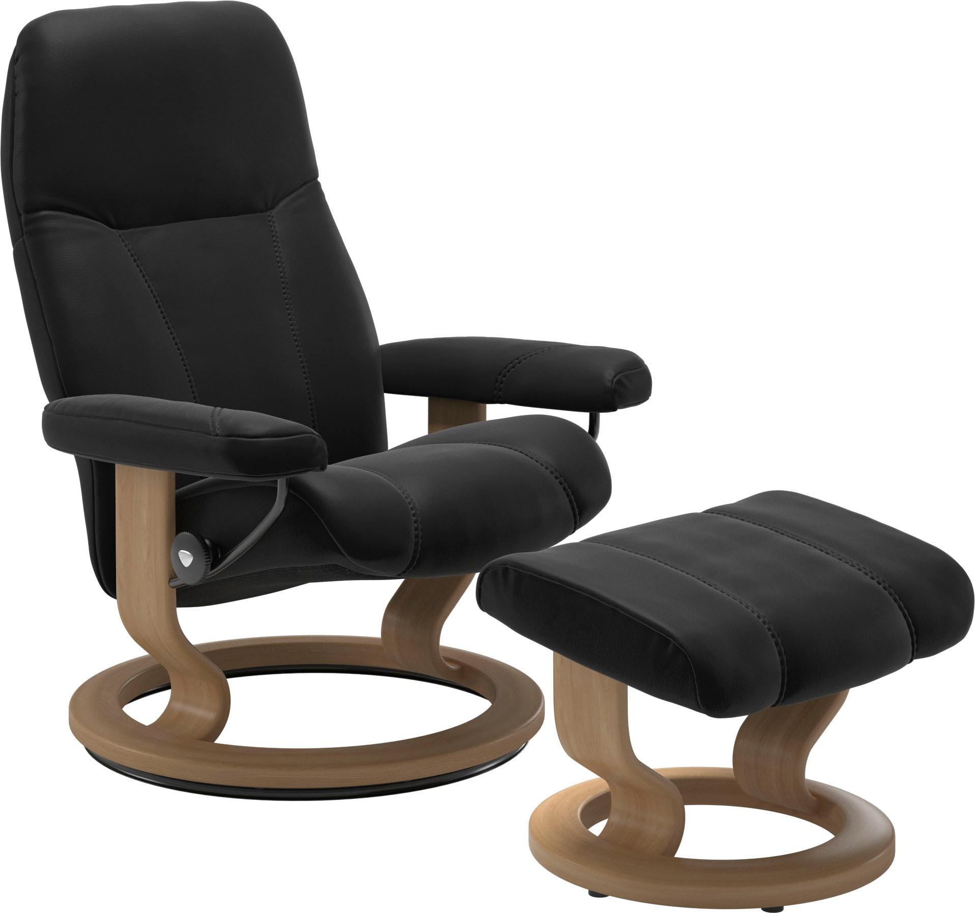 Stressless® Relaxsessel »Consul«, (Set, Relaxsessel mit Hocker), mit Hocker, mit Classic Base, Größe S, Gestell Eiche