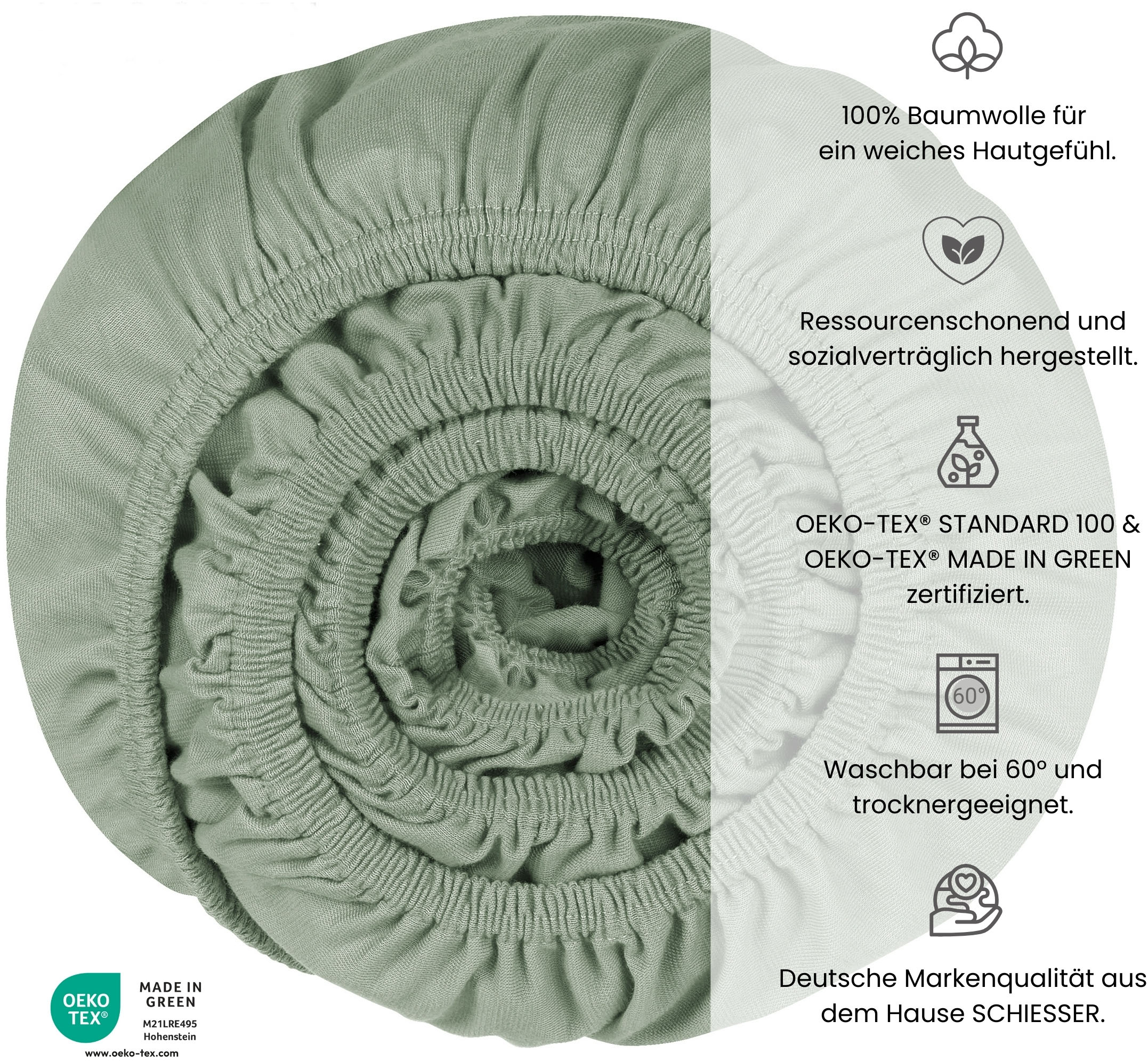 Thumbnail - uncover by SCHIESSER Spannbettlaken "New Jersey aus 100% Baumwolle" Made in Green