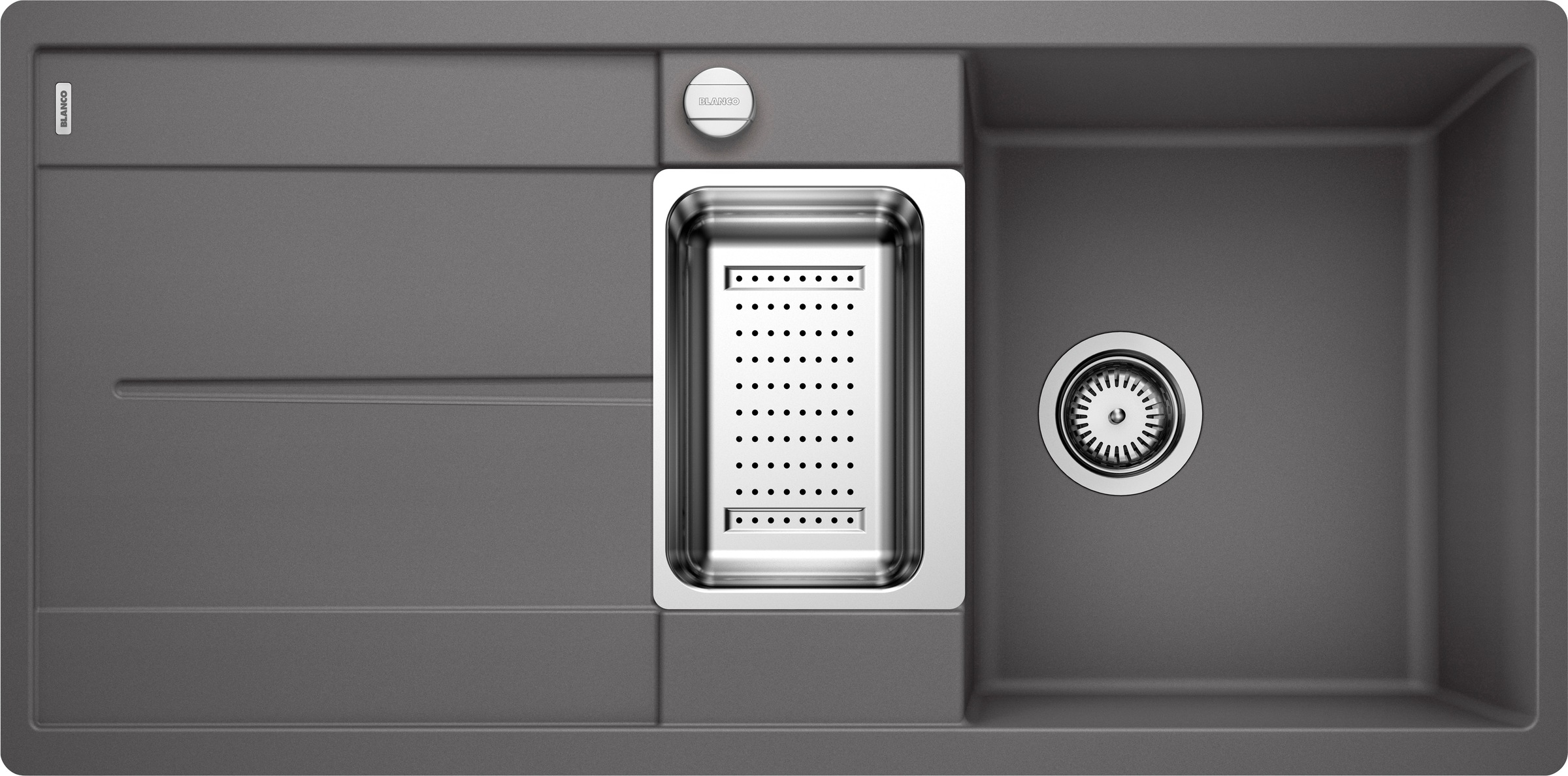 Granitspüle BLANCO, B:49cm H:19cm T:99cmfelsgrau, Verbundwerkstoff, Küchenspülen, "METRA 6 S-F", erhältlich in mehreren Farben, inkl