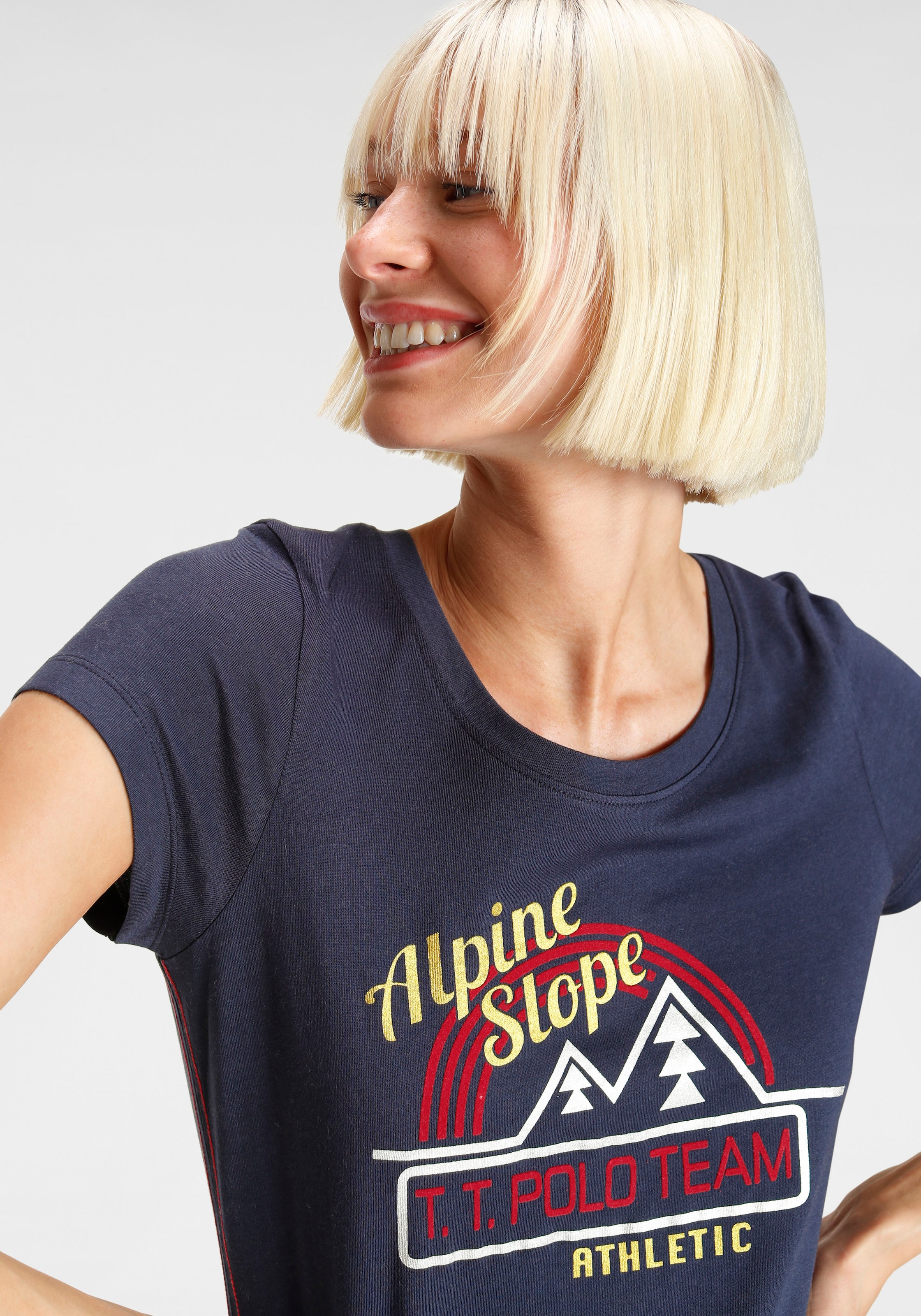 TOM TAILOR Polo Team T-Shirt, mit winterlichen Frontdruck im Alpine-Desing  für kaufen | BAUR