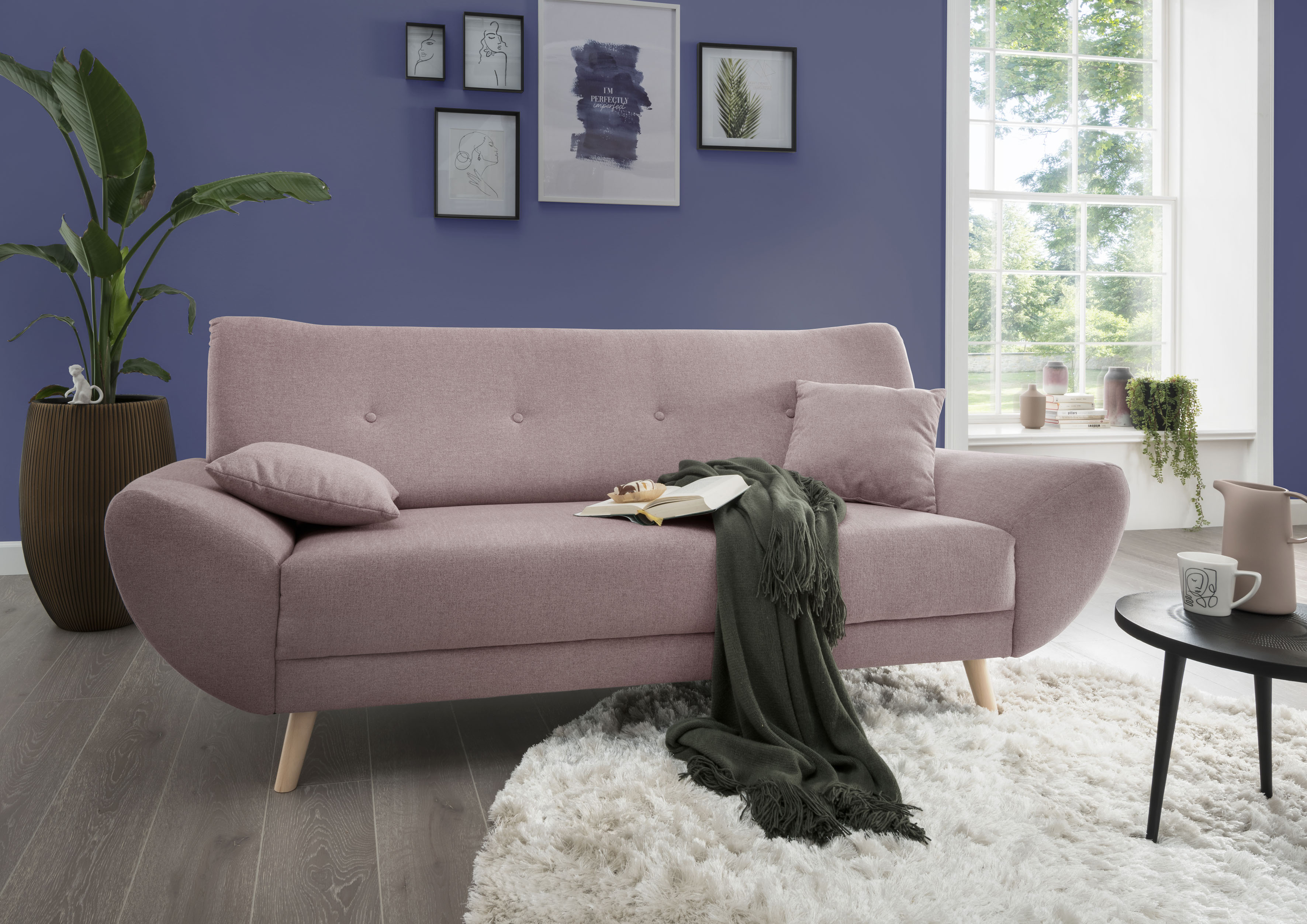 Home affaire 3-Sitzer "Basta komfortable Wellenunterfederung, Breite 205cm, bodenfrei"