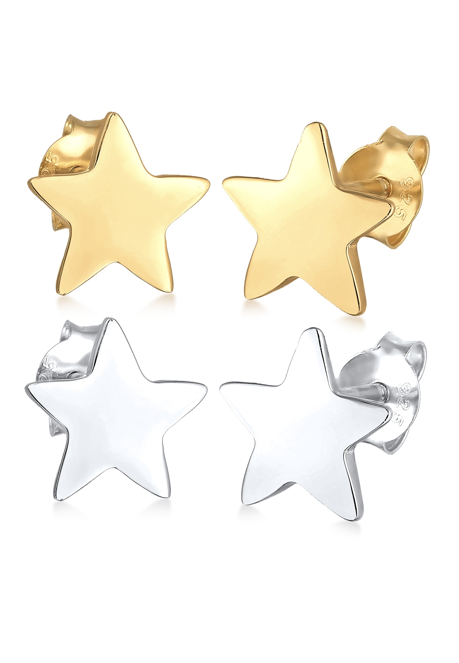 Ohrring-Set »Set Sterne Star Astro Bi-Color 925 Sterling Silber«