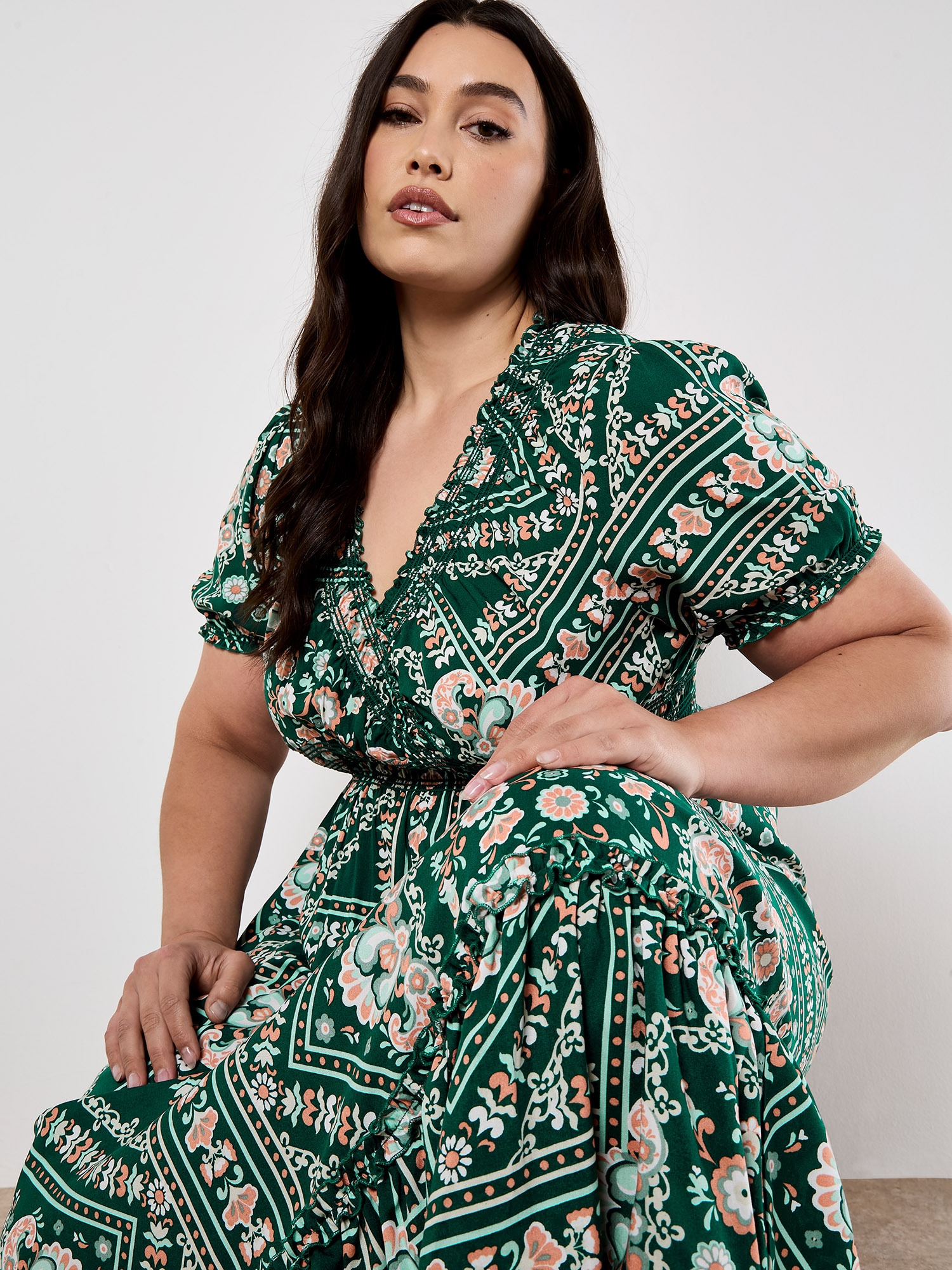Apricot Maxikleid »Maxikleid« mit Smokband und Volant