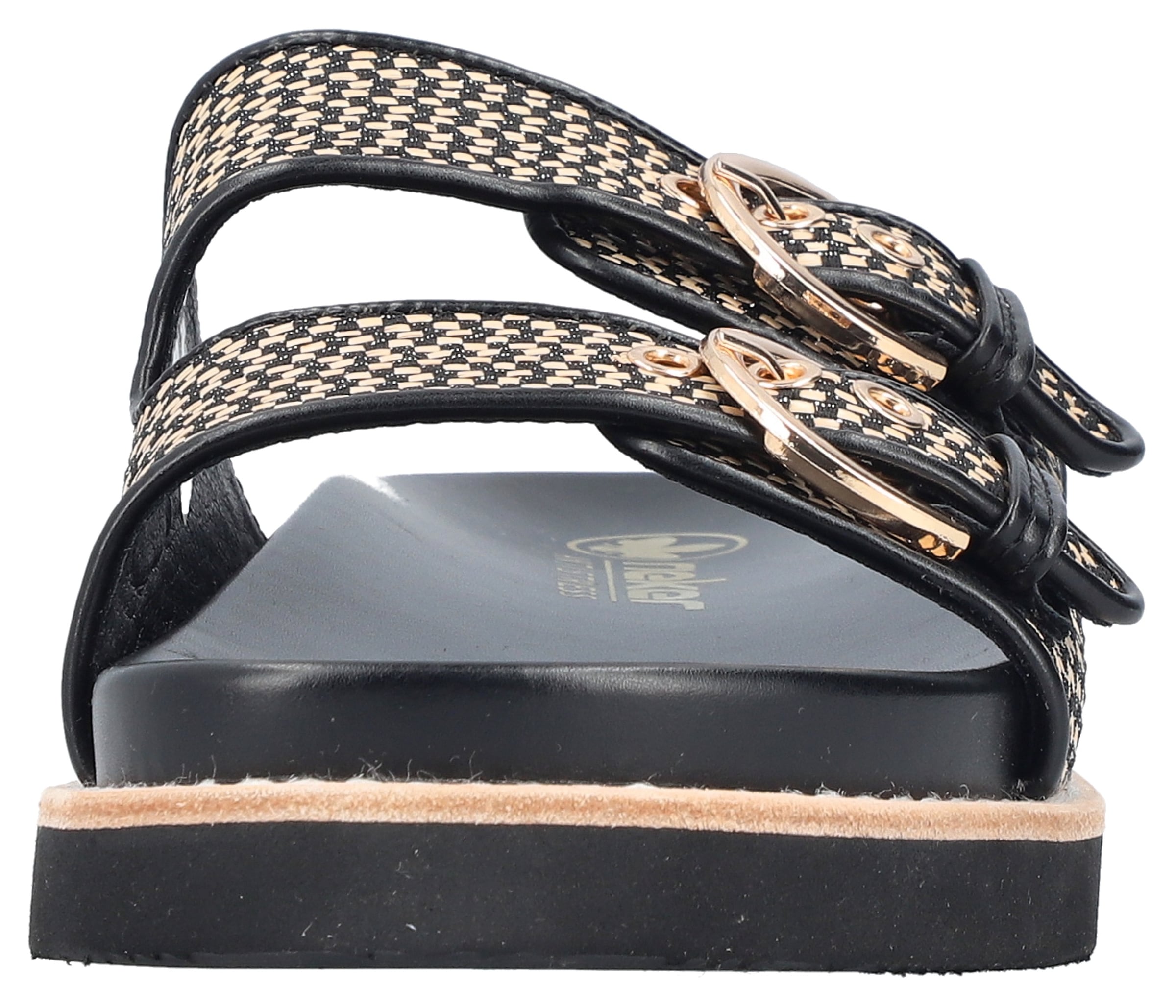 Rieker Pantolette, Sommerschuh, Strandschuh, Urlaubsschuh, Schlappen in Flecht-Optik