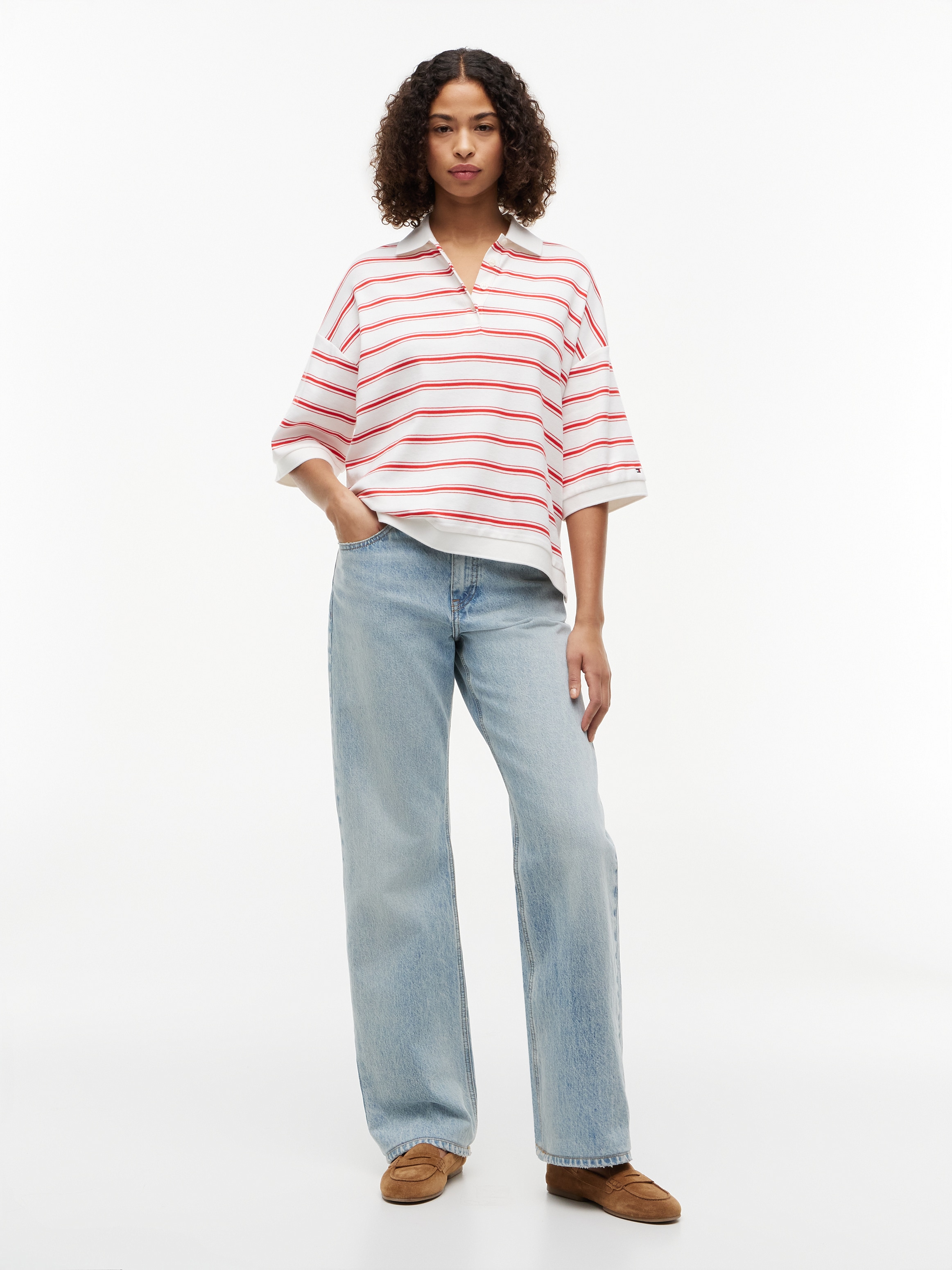 Tommy Hilfiger Poloshirt »MULTISTP OVERSIZED SS POLO« Baumwolle, oversize