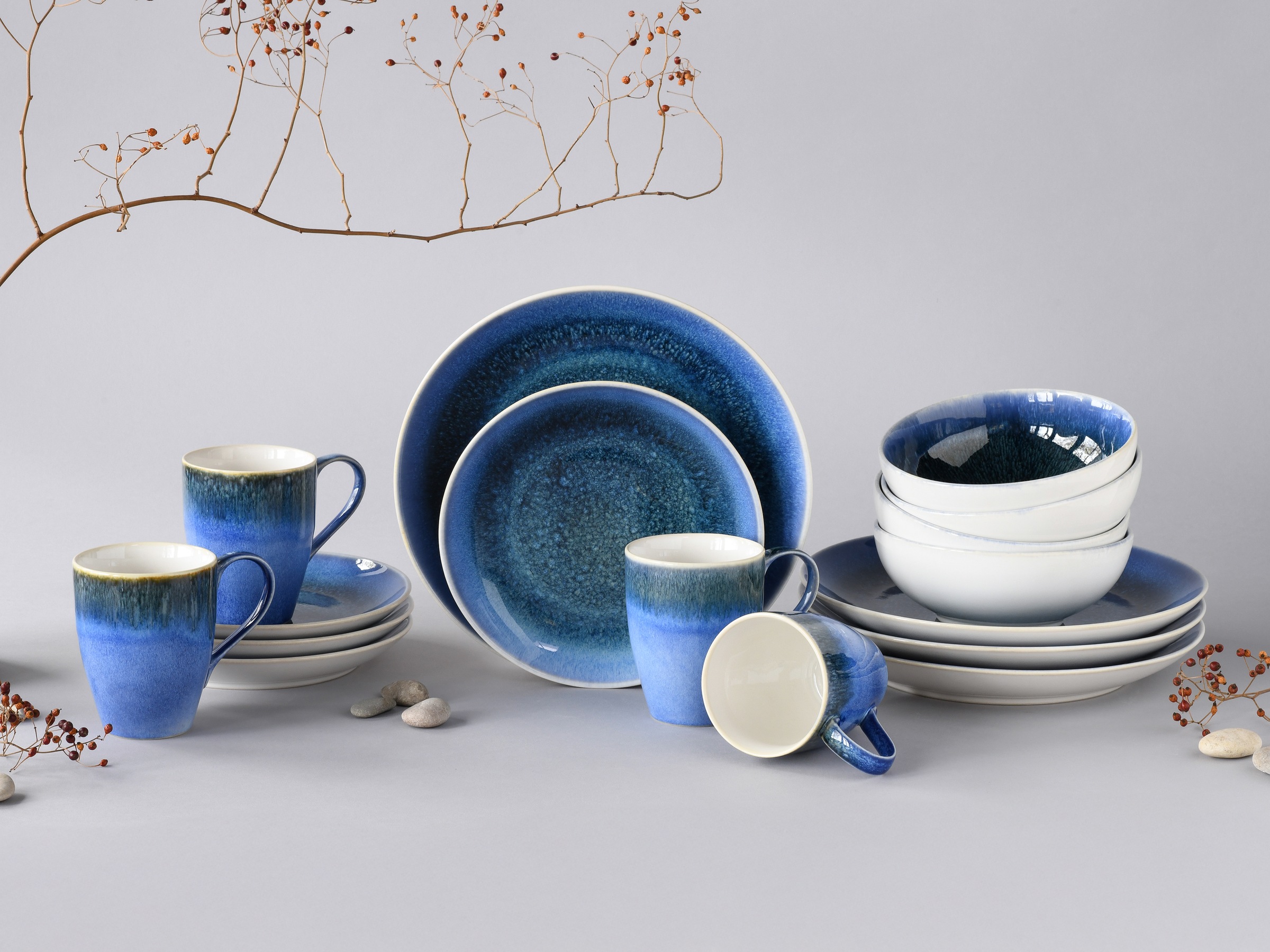 CreaTable Kombiservice »Caldera, Kombi-Service, 16-tlg«, (Set, 16 tlg.), Reaktivglasur