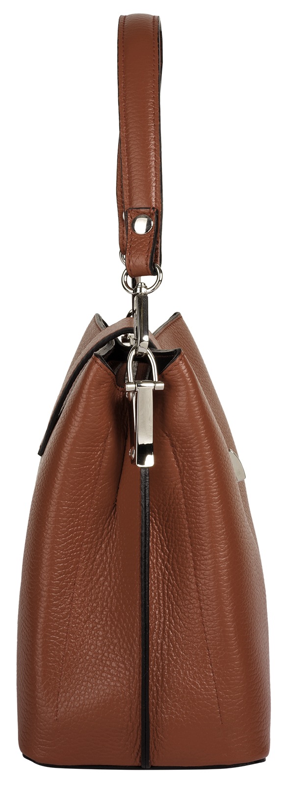 Umhängetasche CLUTY, Damen, Gr. B/H/T: 25cm x 21cm x 13cm onesize, braun (cognac), Leder, leicht glänzend, unifarben, Taschen Umhängetasche, echt Leder, Made in Italy 3