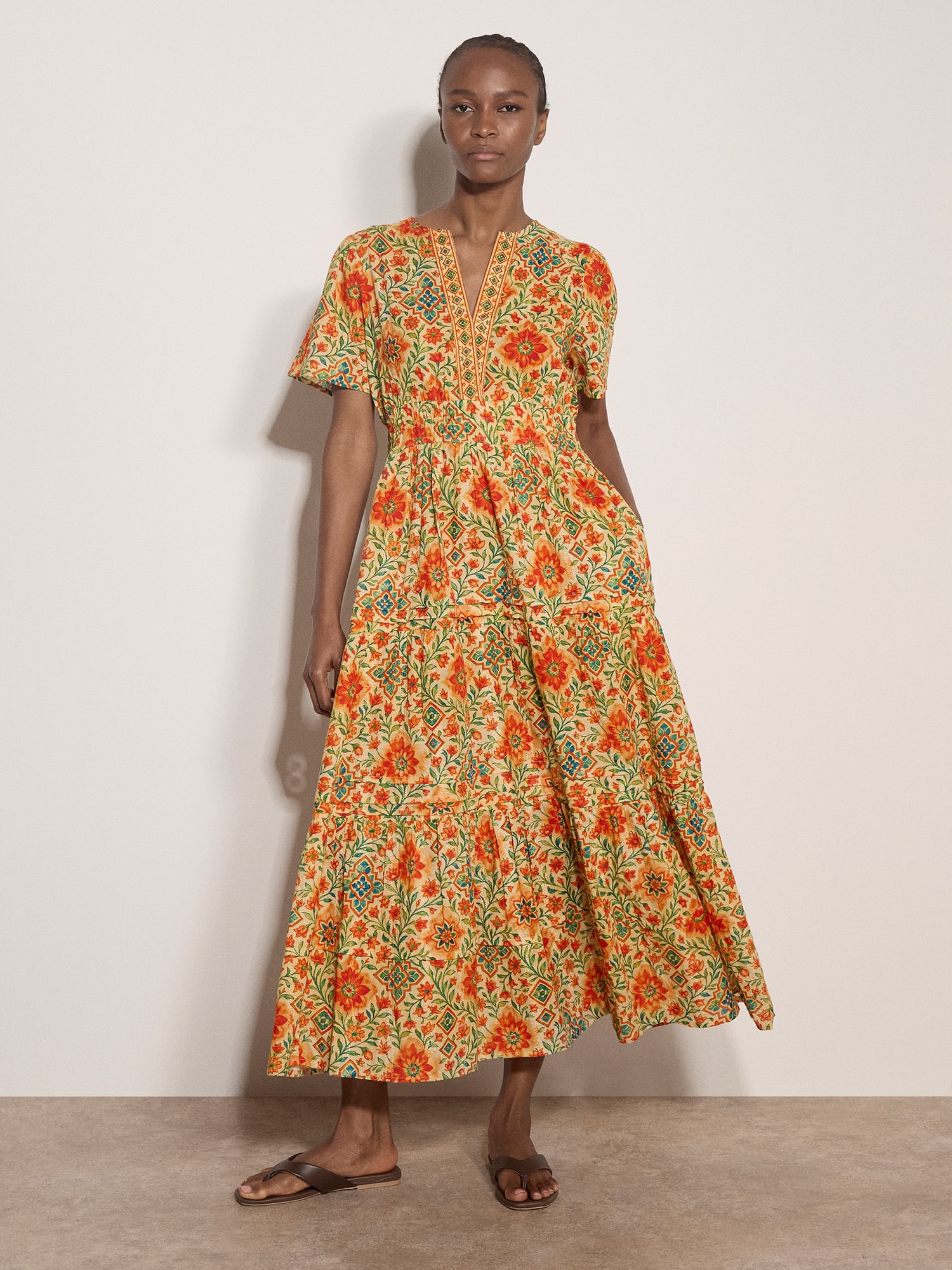 Apricot Druckkleid »Blumenkleid« mit Volant