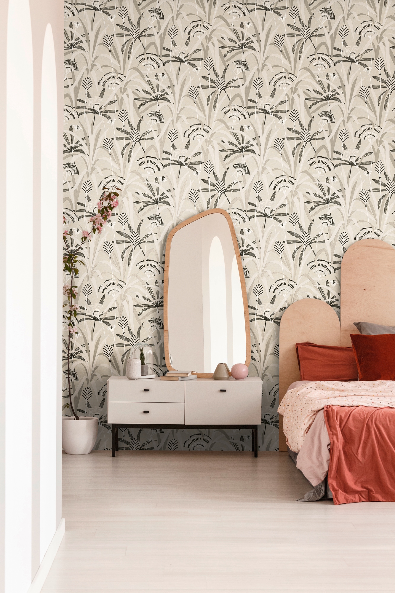 A.S. Création Vliestapete »French Affair florale Tapete Mustertapete Blätter Blattmuster« leicht glänzend strukturiert Vliestapete Blatt-Motiv für Schlafzimmer Küche Wohnzimmer Floral Flur