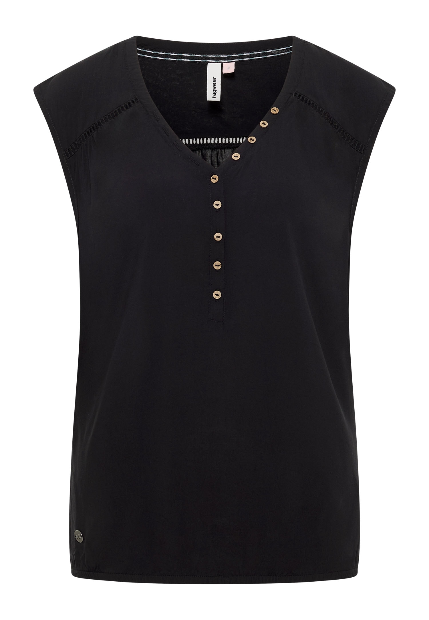Ragwear V-Shirt »SALTTY« Viskose mit Gummizug am Saum und Knopfleiste