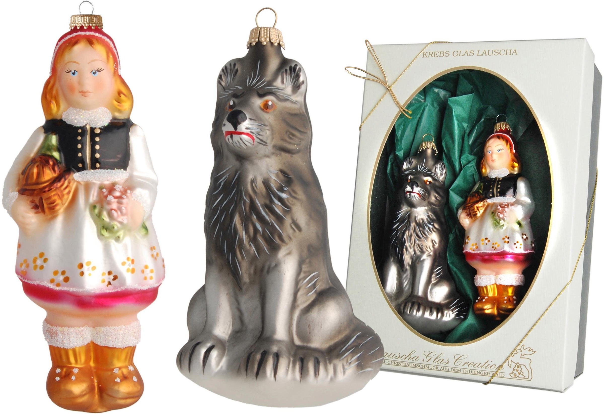 Krebs Glas Lauscha Christbaumschmuck »Rotkäppchen, Weihnachtsdeko, Christbaumschmuck«, (Set, 2 tlg.), mundgeblasen