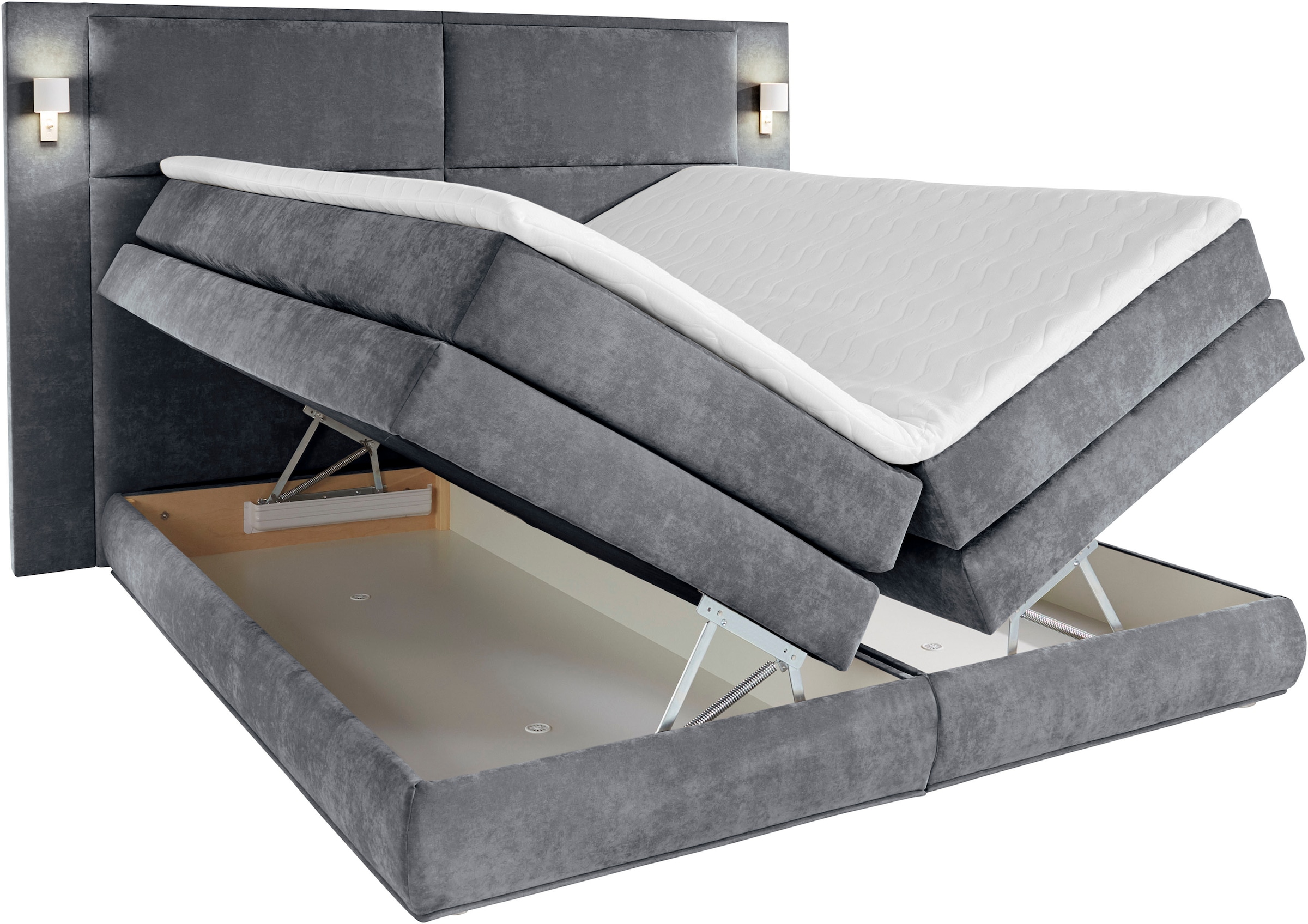 COLLECTION AB Boxspringbett Copenhagen, inklusive Bettkasten und Topper, wahlweise mit LED-Beleuchtung