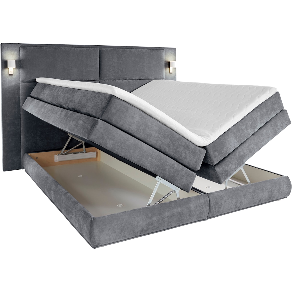 COLLECTION AB Boxspringbett Copenhagen, inklusive Bettkasten und Topper, wahlweise mit LED-Beleuchtung