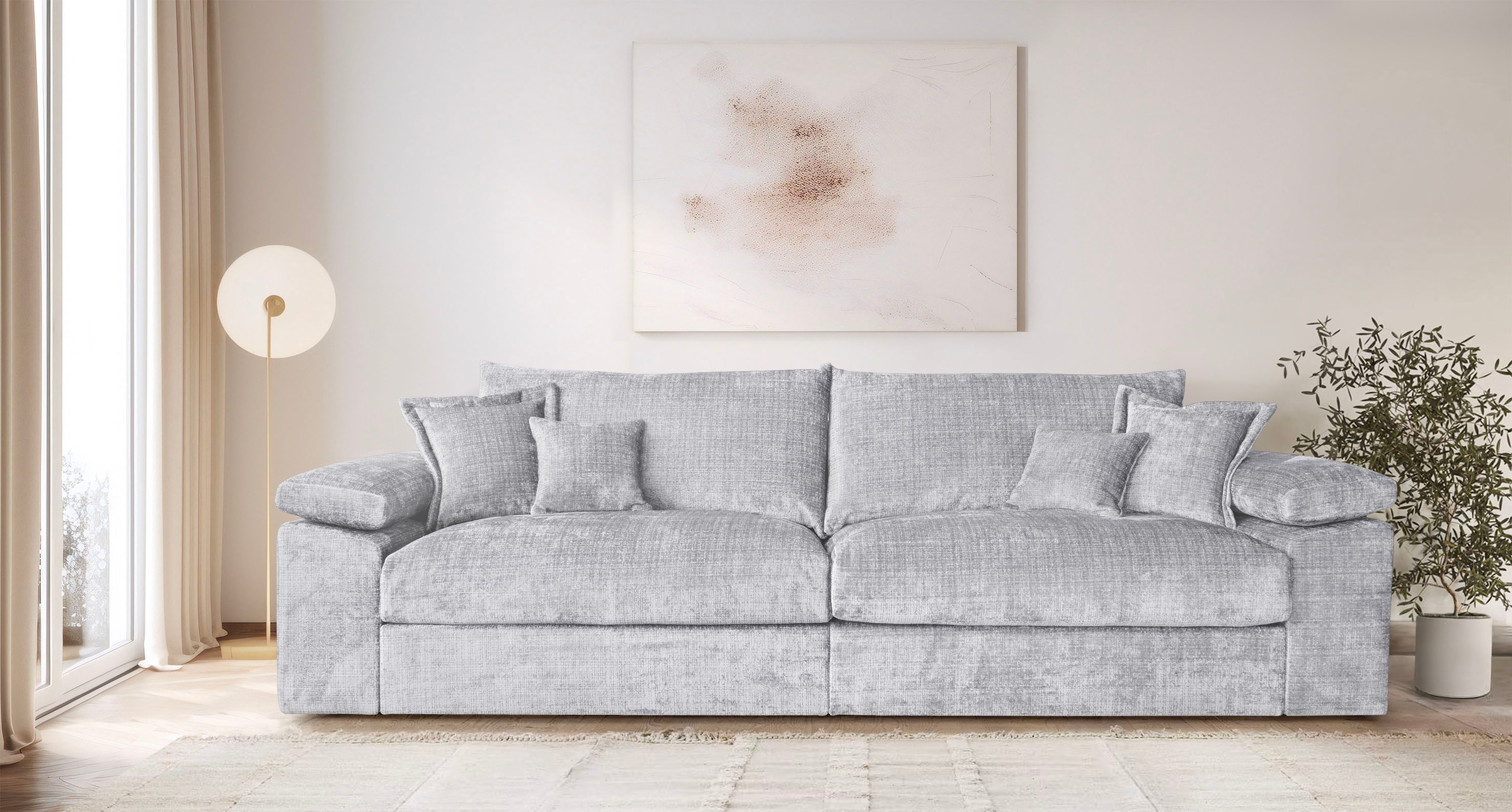 OTTO home Big-Sofa "Soft&Cosy XXL, B: 303 cm - OTTO. Verlässliche Qualität." Mega-Sofa, Cord oder Chenille-Struktur, mit Federkern & 4 Zierkissen