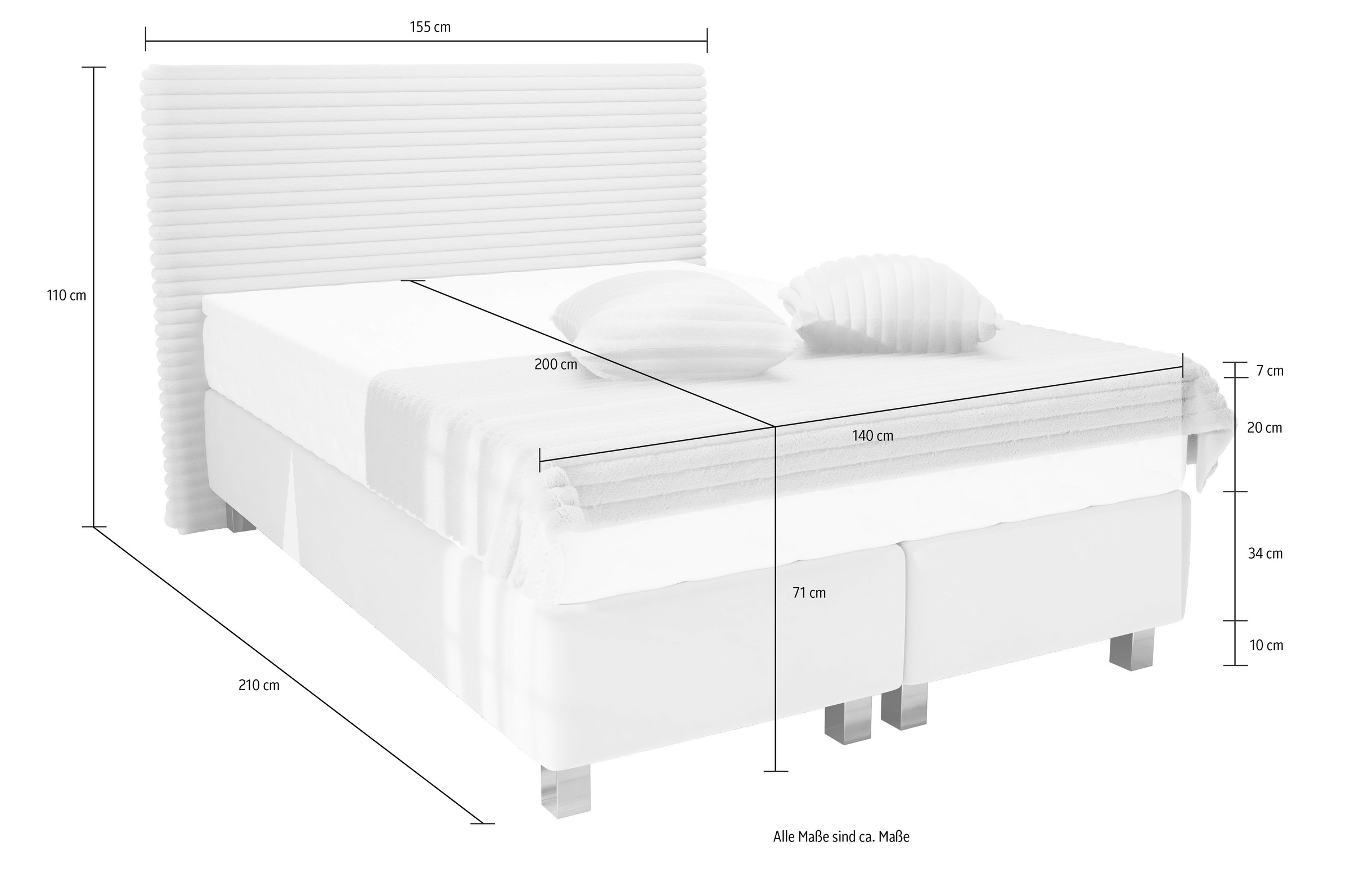 Westfalia Schlafkomfort Boxspringbett »Sven«, inkl. Zierkissen, wahlweise mit und ohne Kaltschaum-Topper