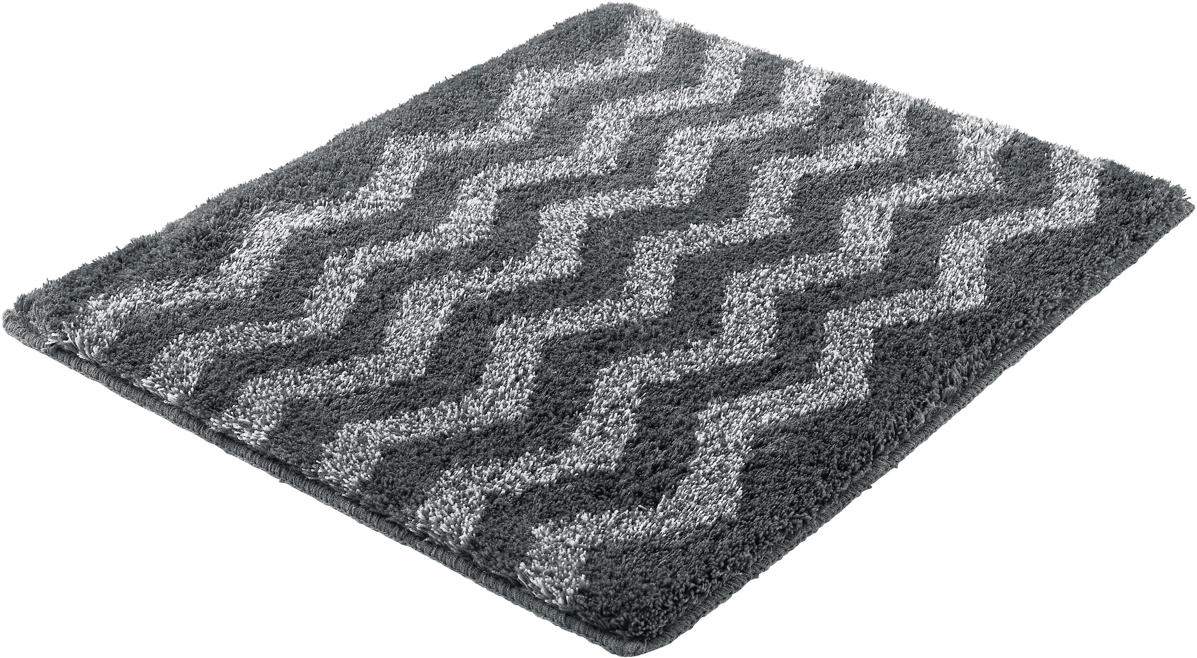 Kleine Wolke ""Zack", Badvorleger, Badezimmer Teppich" Höhe 20 mm rutschhemmend beschichtet fußbodenheizungsgeeignet Badteppich, modernes Zickzack Design, Ton in Ton