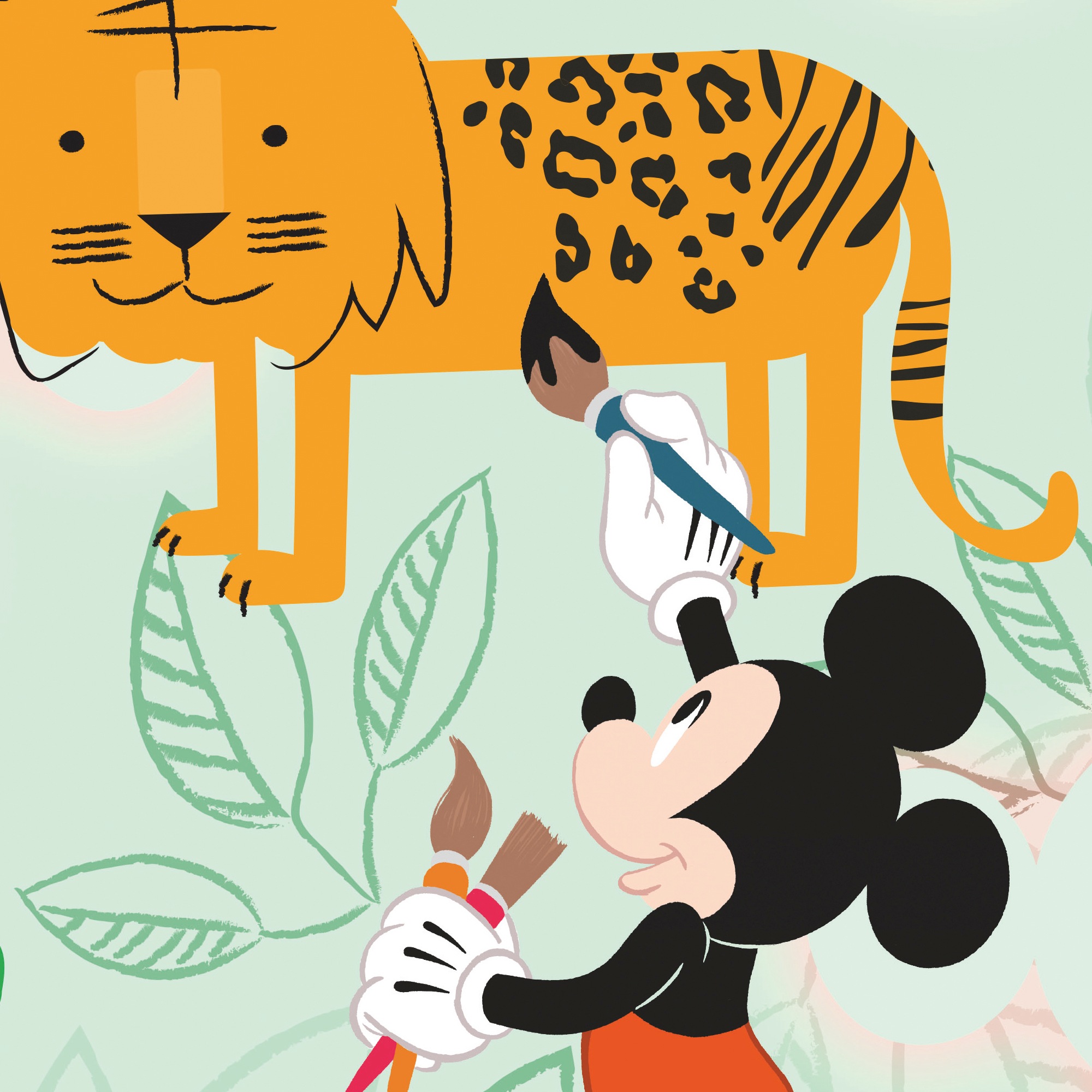 Komar Vliestapete »Mickey Doodle Zoo« bedruckt glatt Rolle mit 53 x 1005 cm